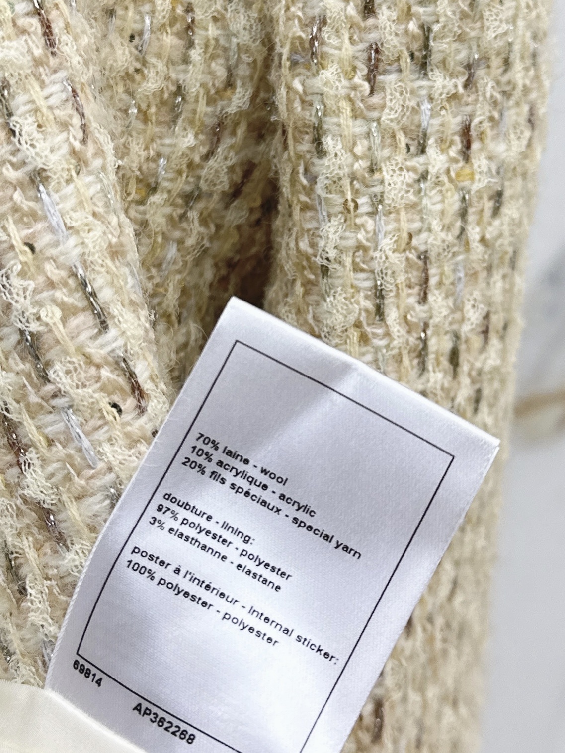 Chan 26fw fringe tweed jacket