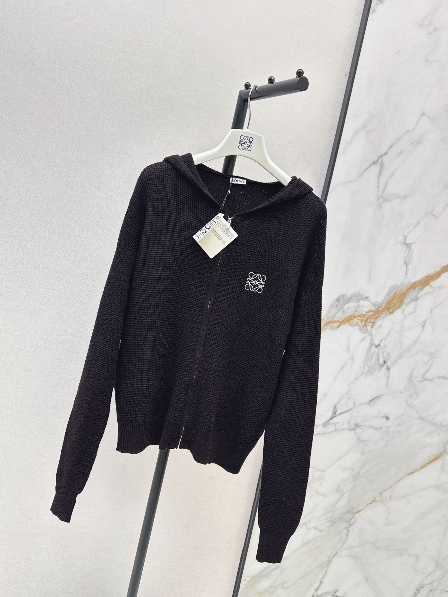 Loe 26fw hooded knit jacket