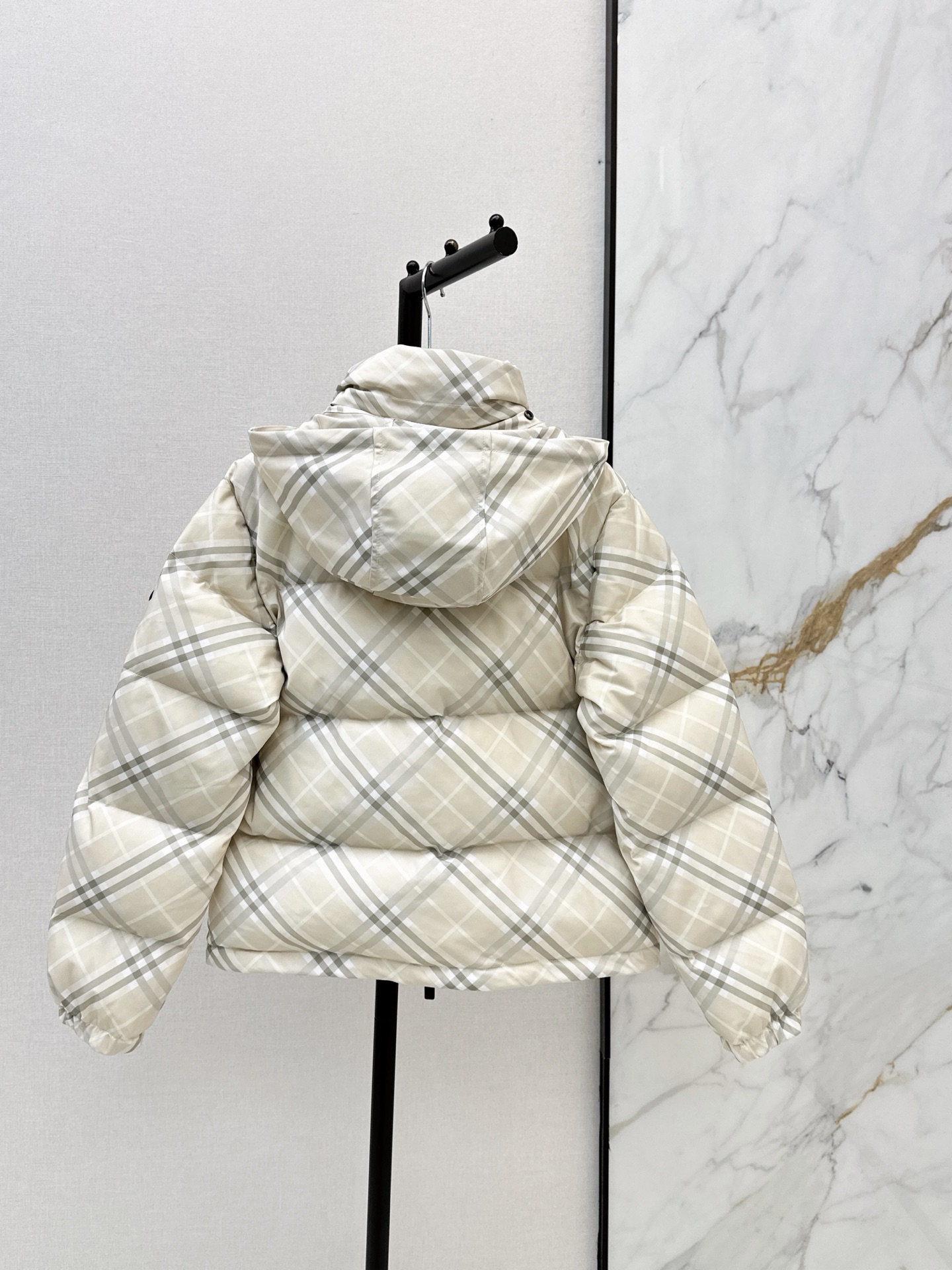Bur 26fw check cropped down jacket