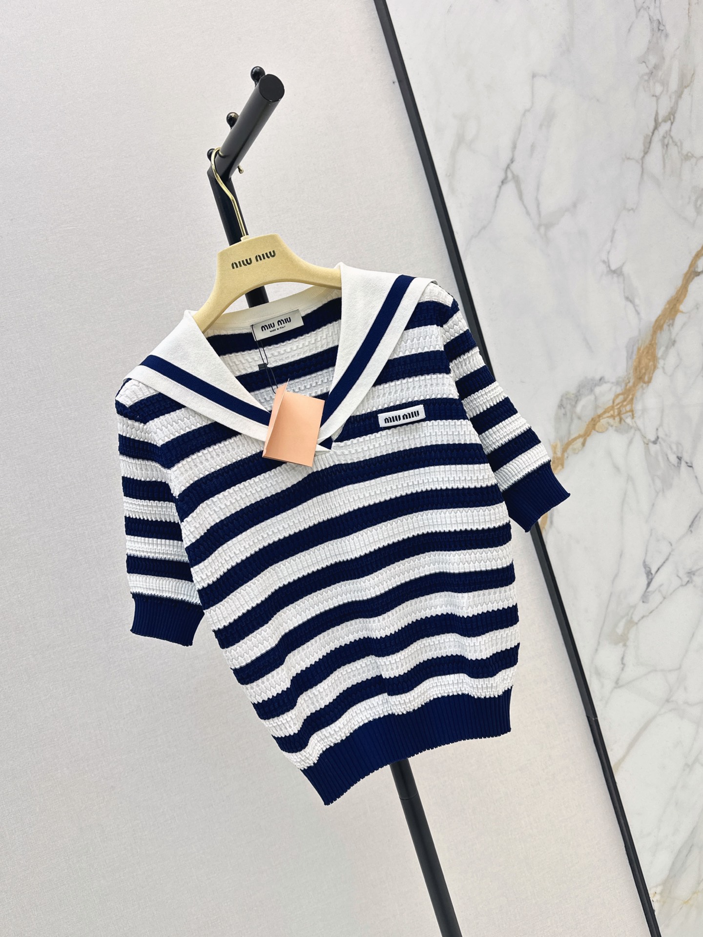Miu 26ss stripe knit top