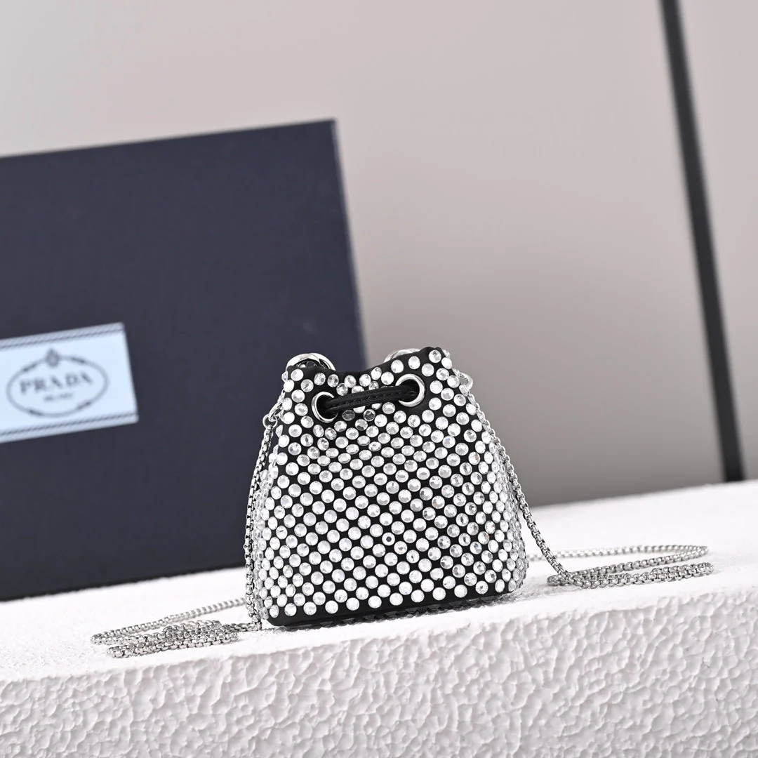 PD Embellished satin mini-pouch