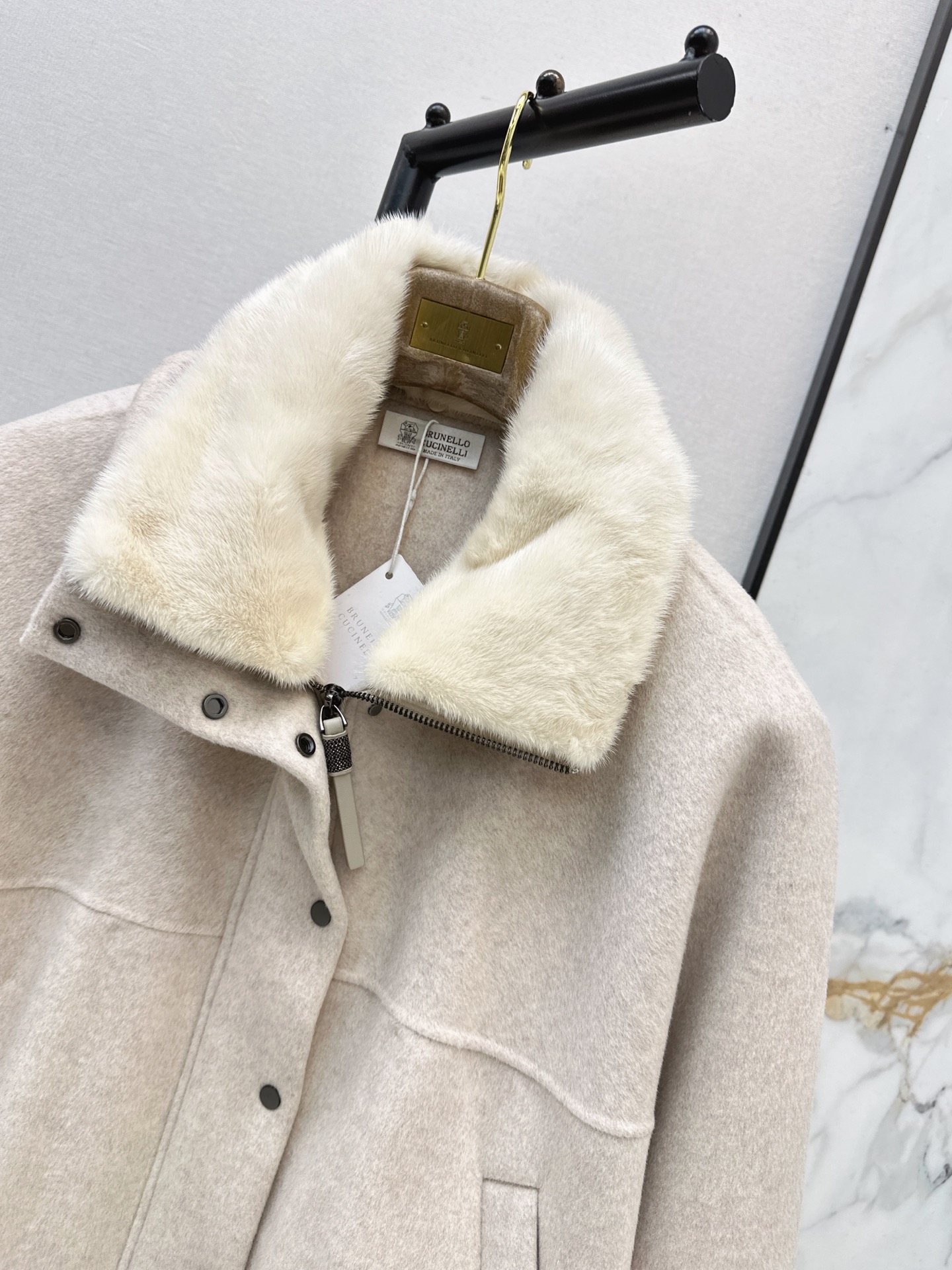 Brun 26fw fur-trim wool jacket