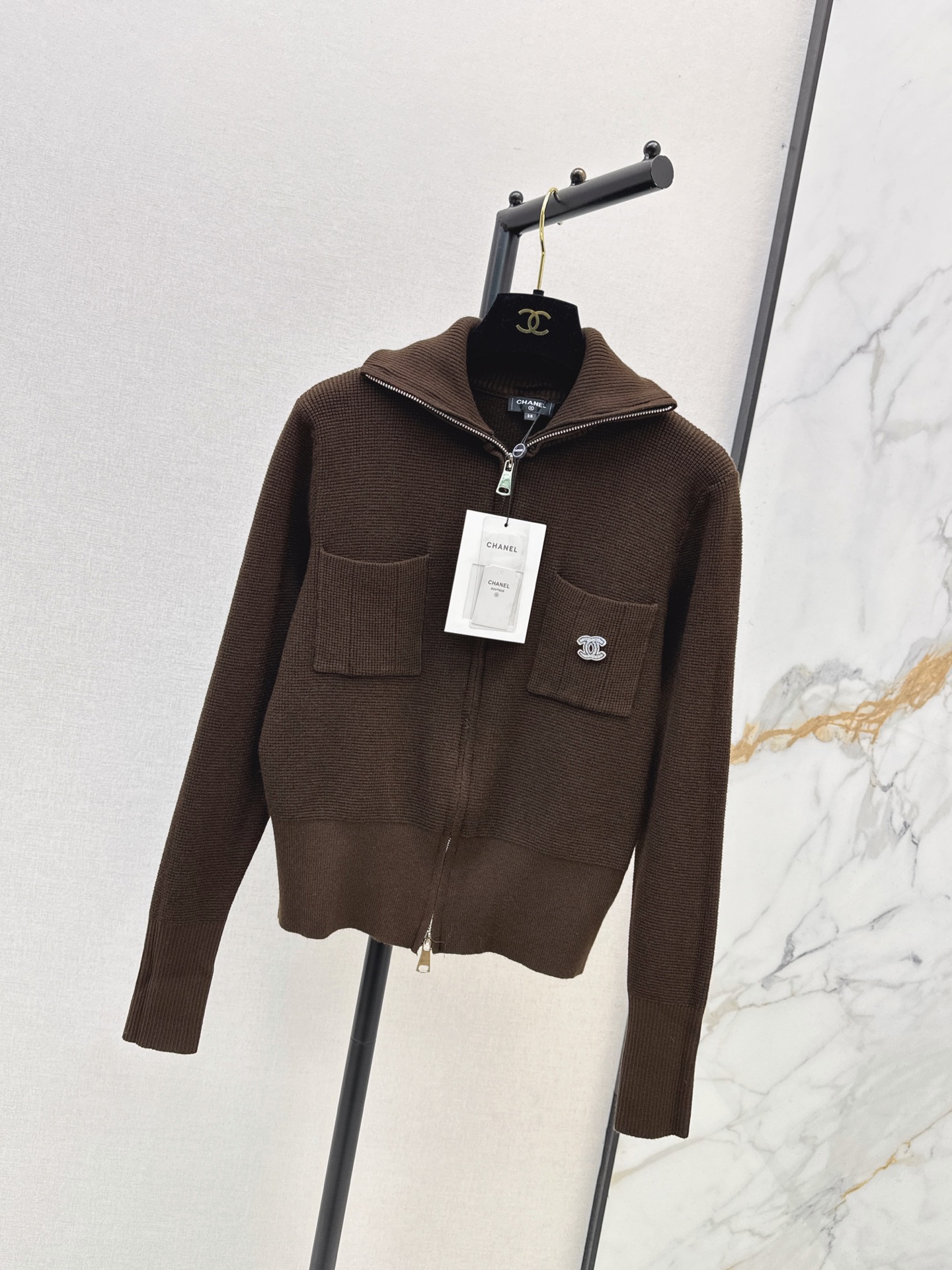 Chan 26fw zip-up knit cardigan