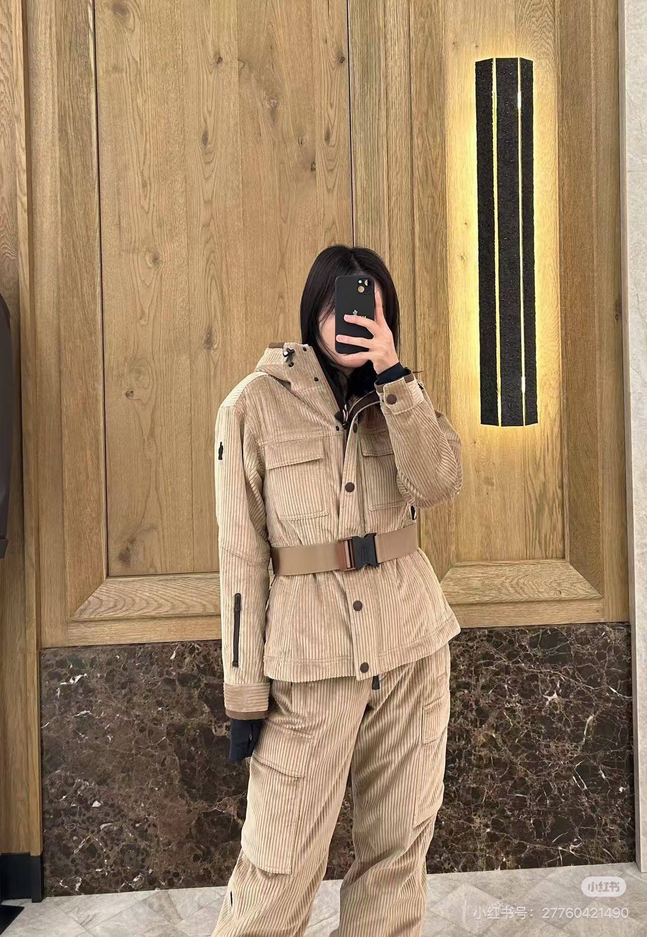 Monc 26fw coduroy hooded down jacket
