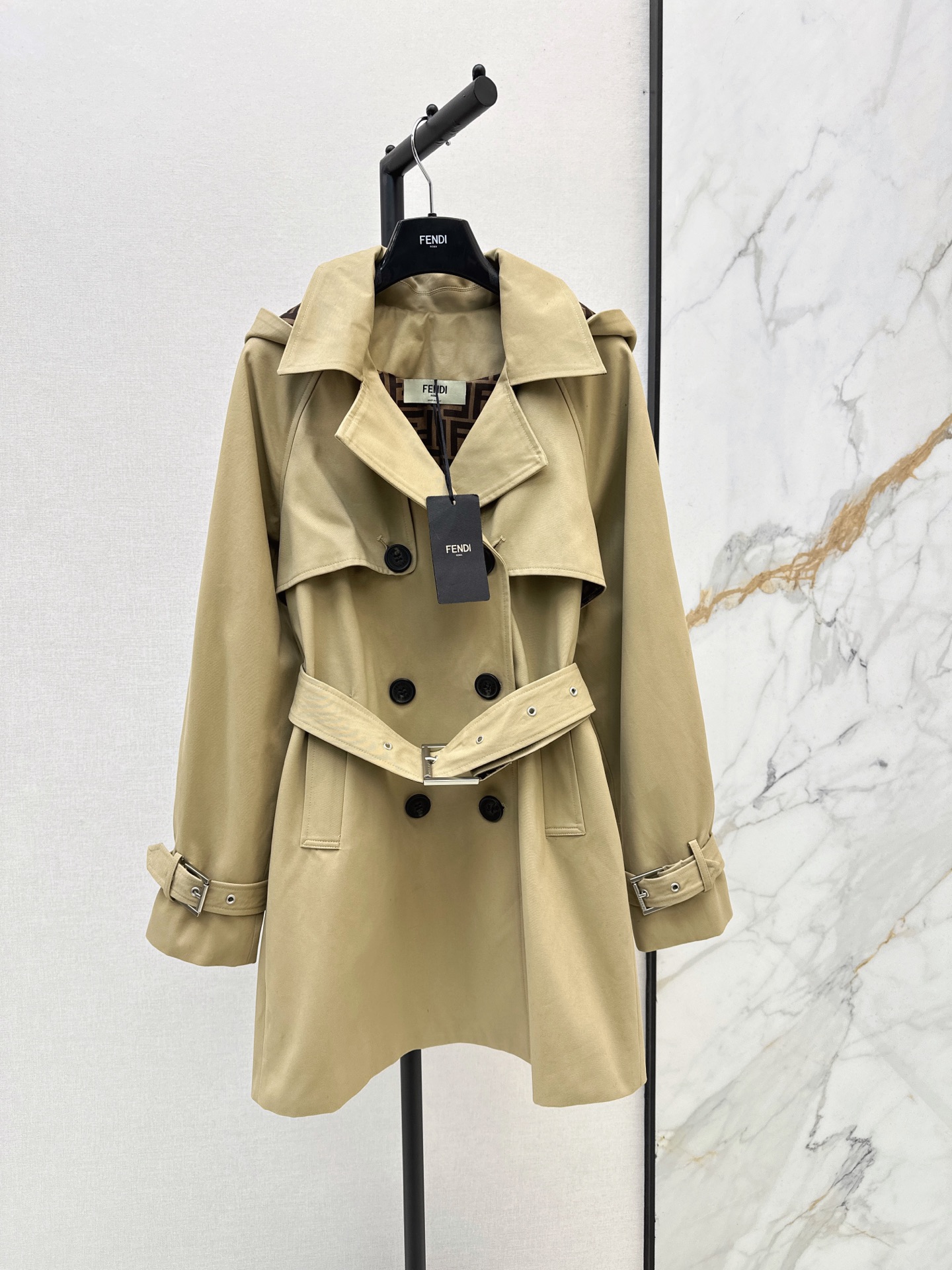 Fen 26fw hooded trench coats