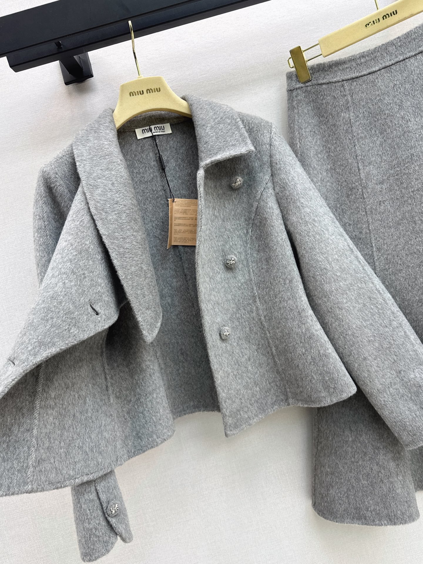 Miu 26fw woolen cropped jacket mermaid skirt sets