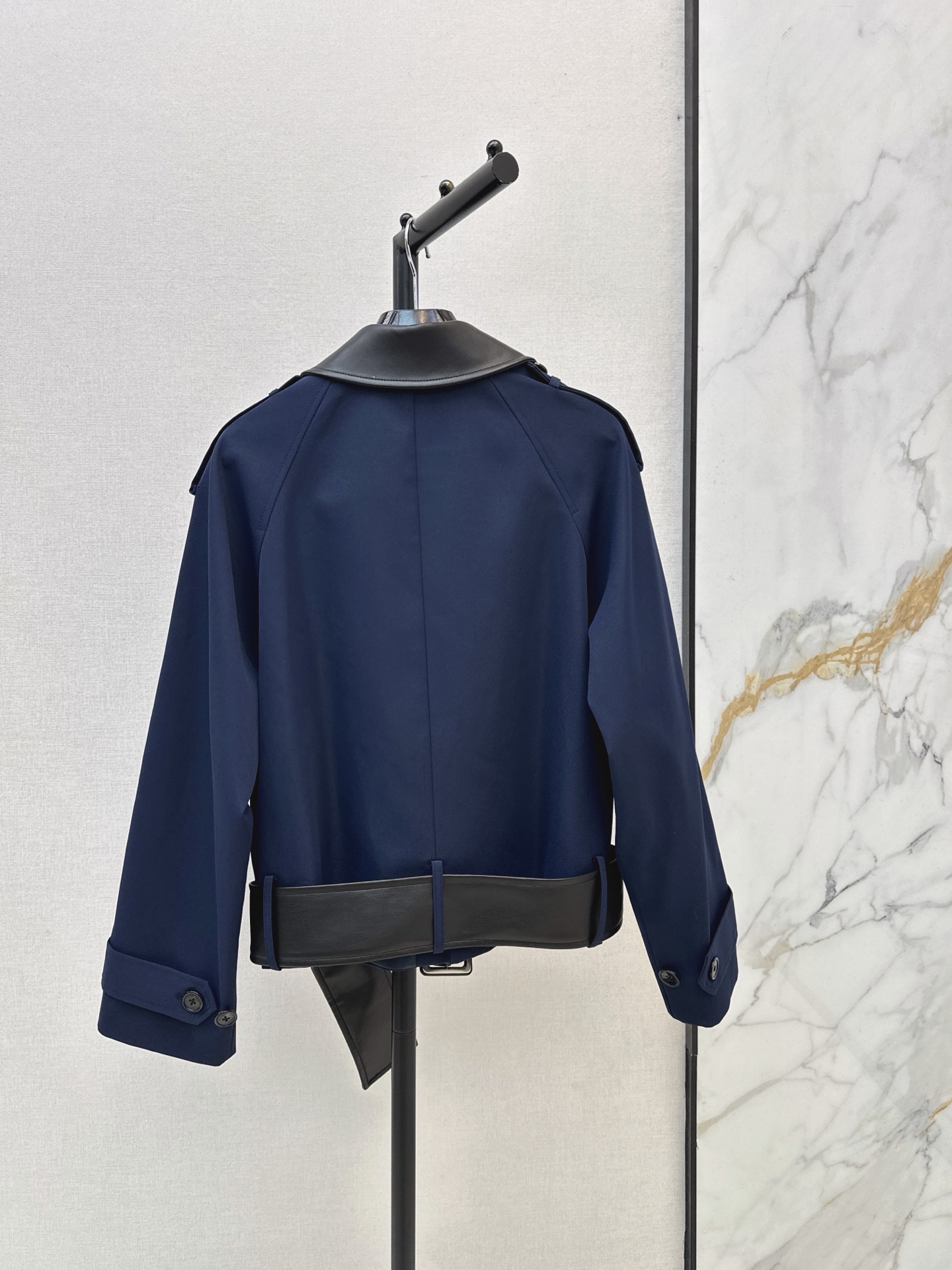 Celi 26fw leather-trim cropped jacket
