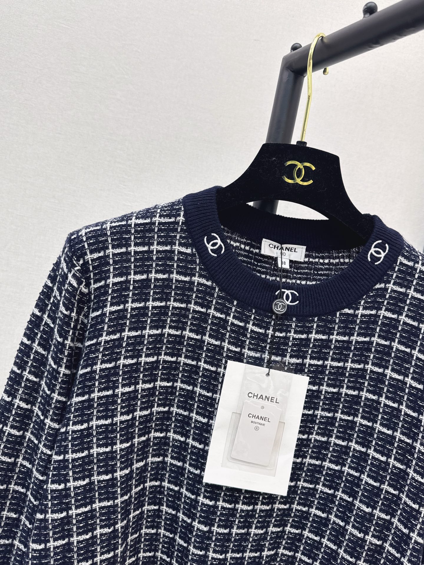 Chan 26fw check jacquard sweater