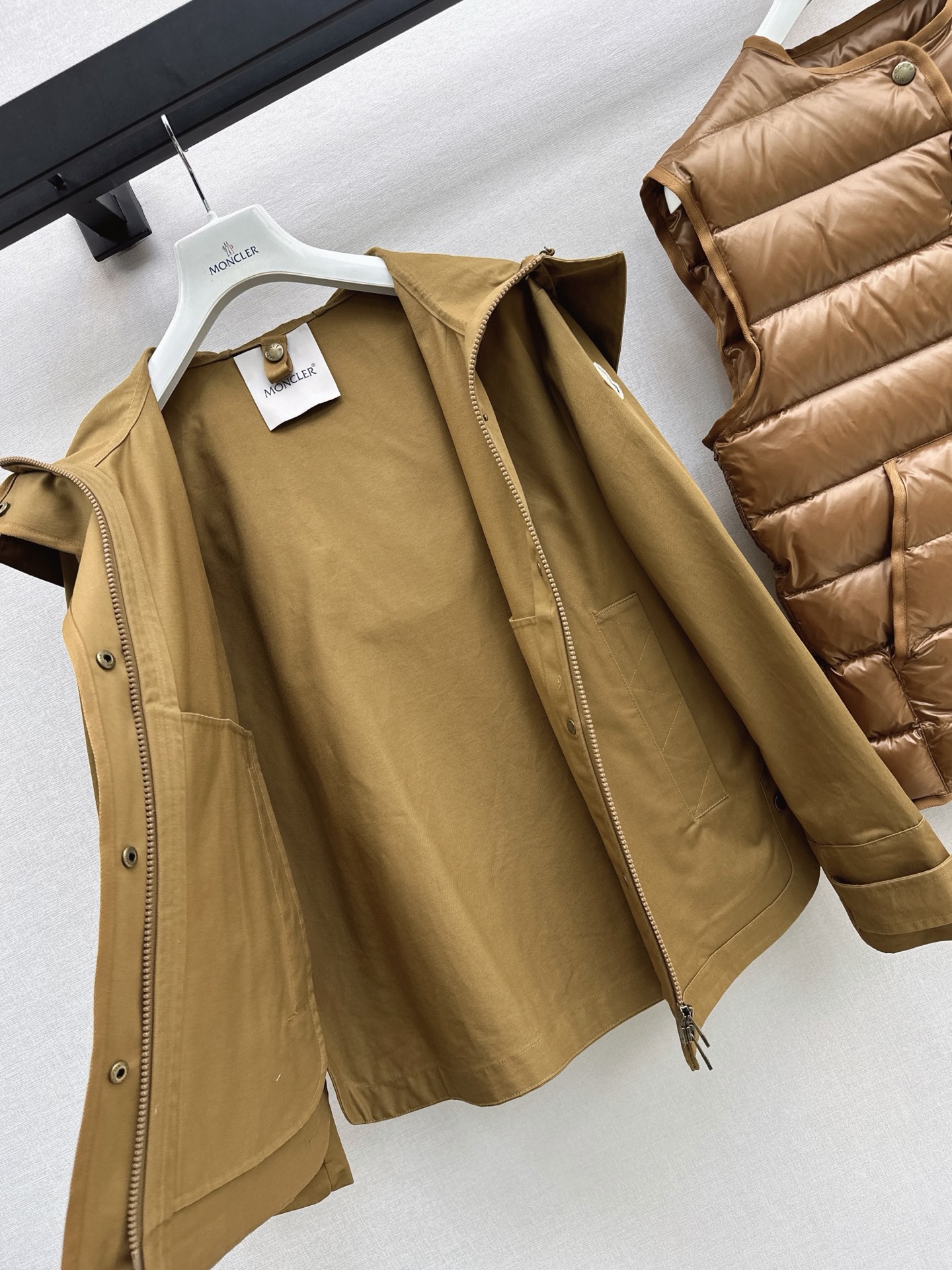 Monc 26fw down vest hooded trench coats sets