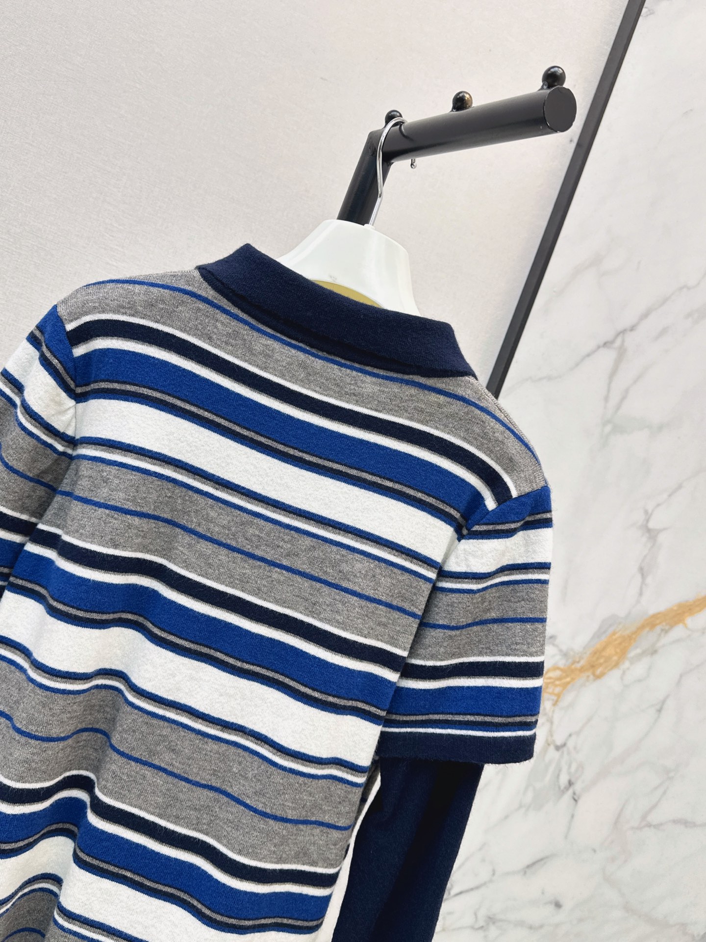Loe 26fw 2in1 stripe polo knitwear
