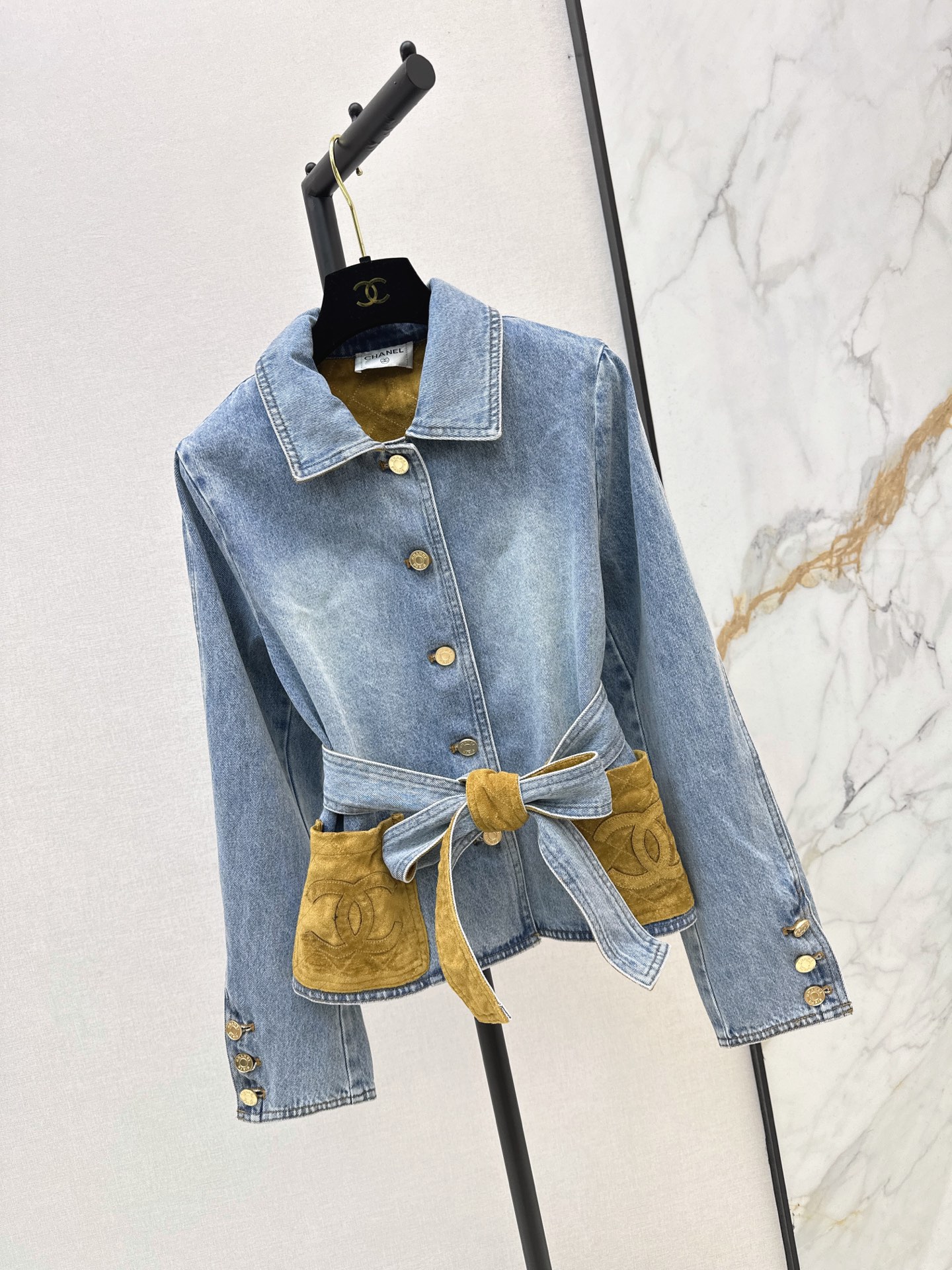 Chan 26fw belted denim jacket