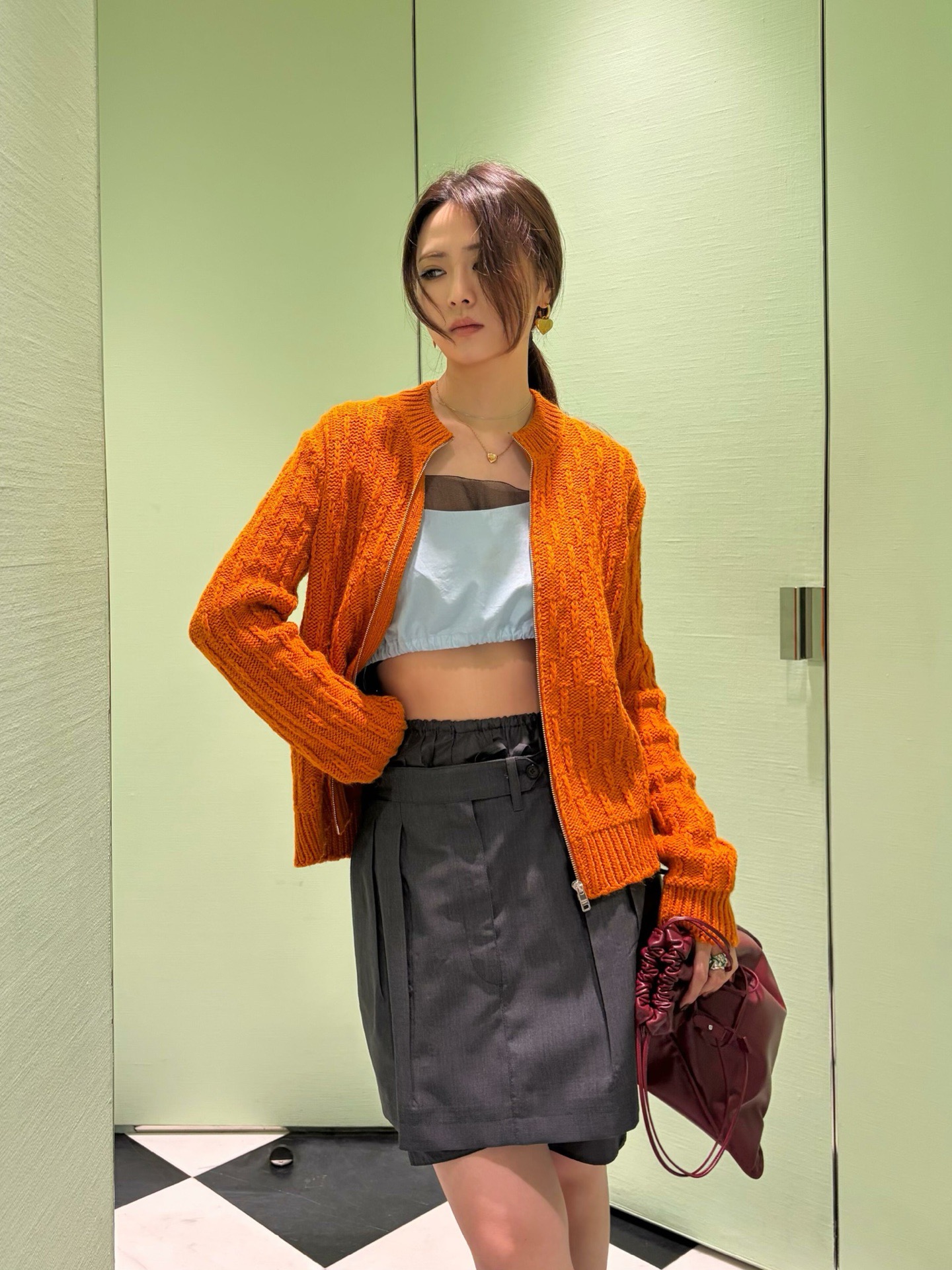 Pra 26fw zipper knit jacket