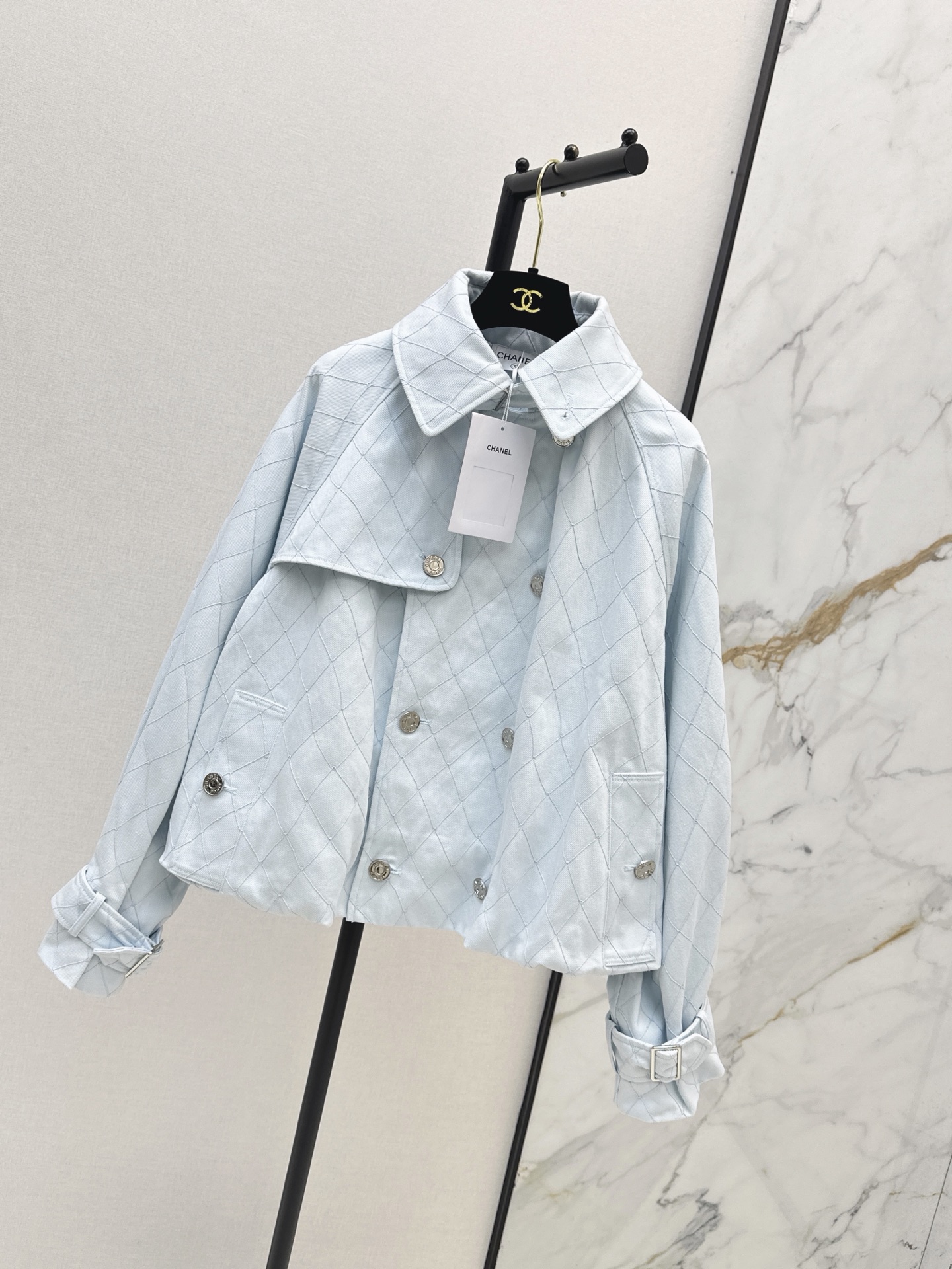 Chan 26fw cropped denim trench coats