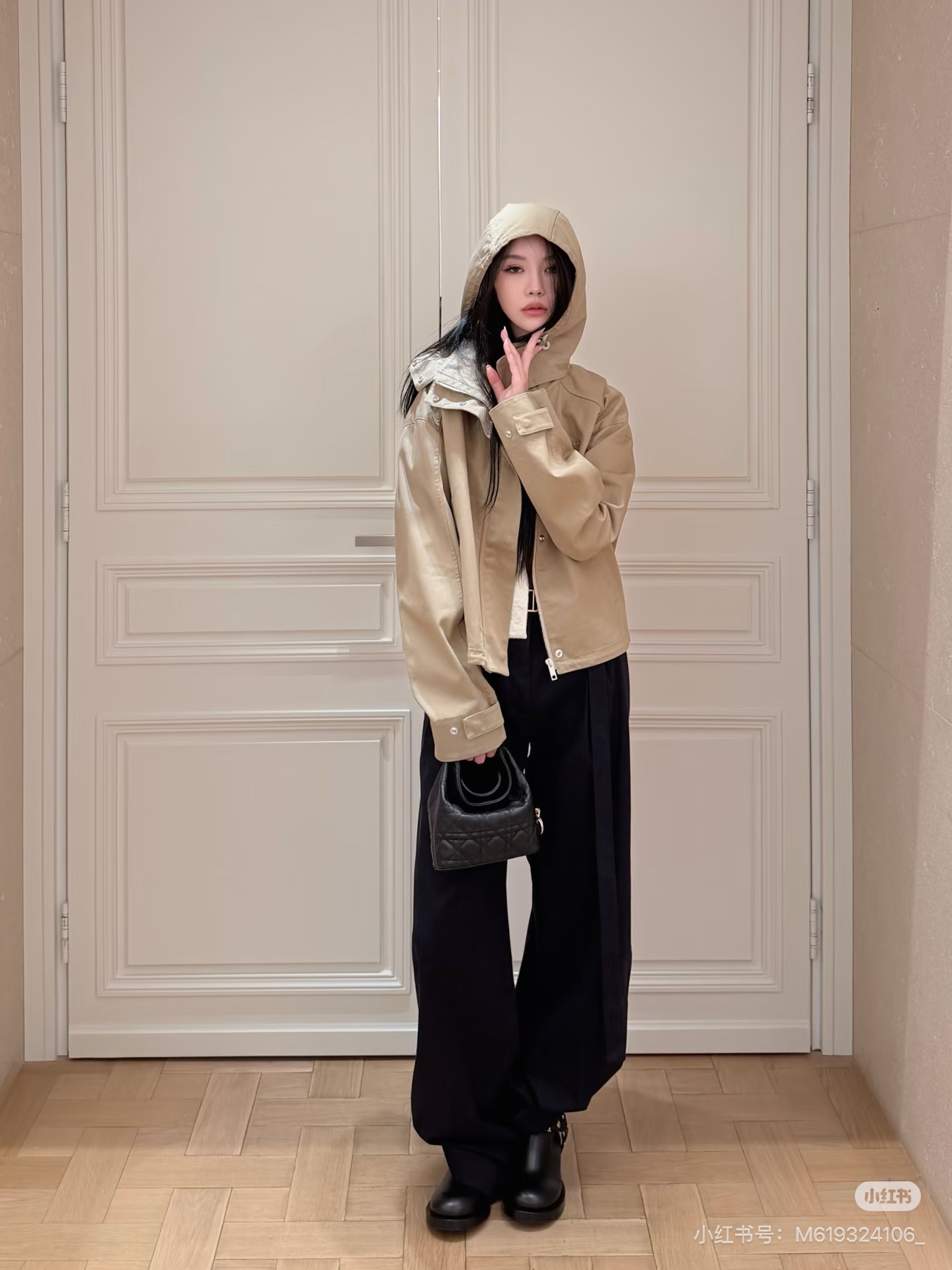 CD 26fw hooded cropped trench coats