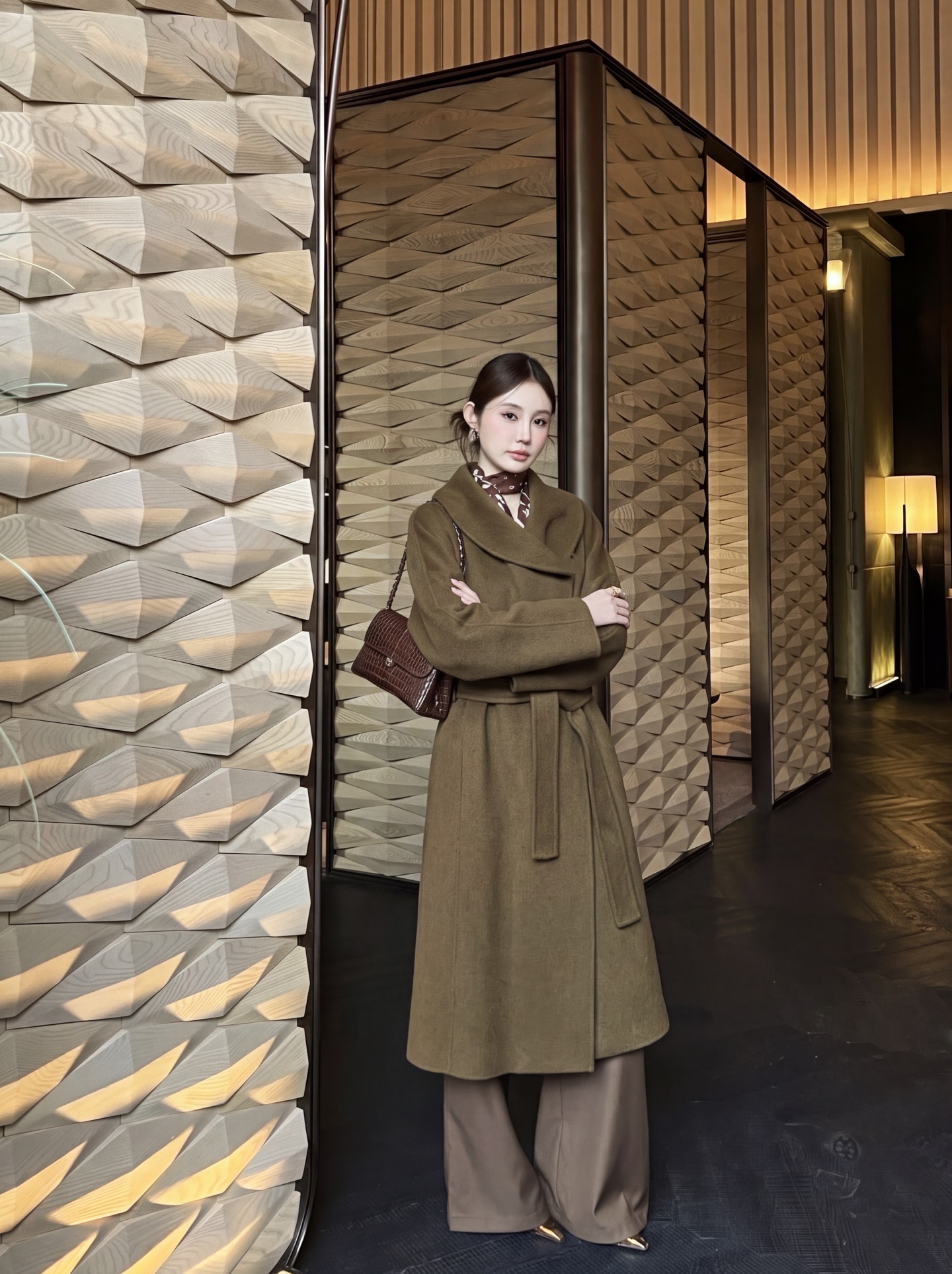 Max 26fw woolen belted overcoats