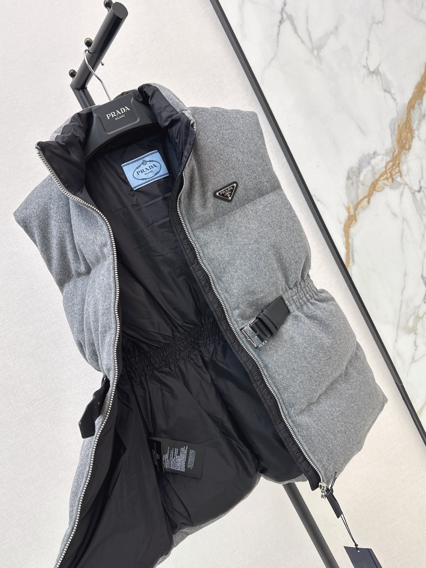 Pra 26fw woolen belted down vest
