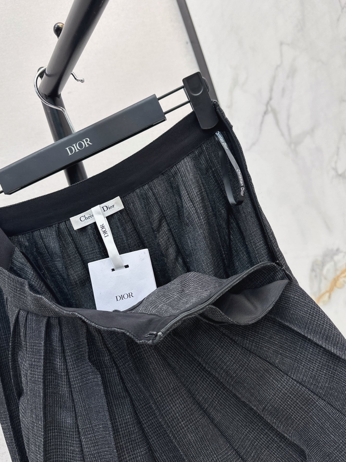 CD 26fw check pleated skirt