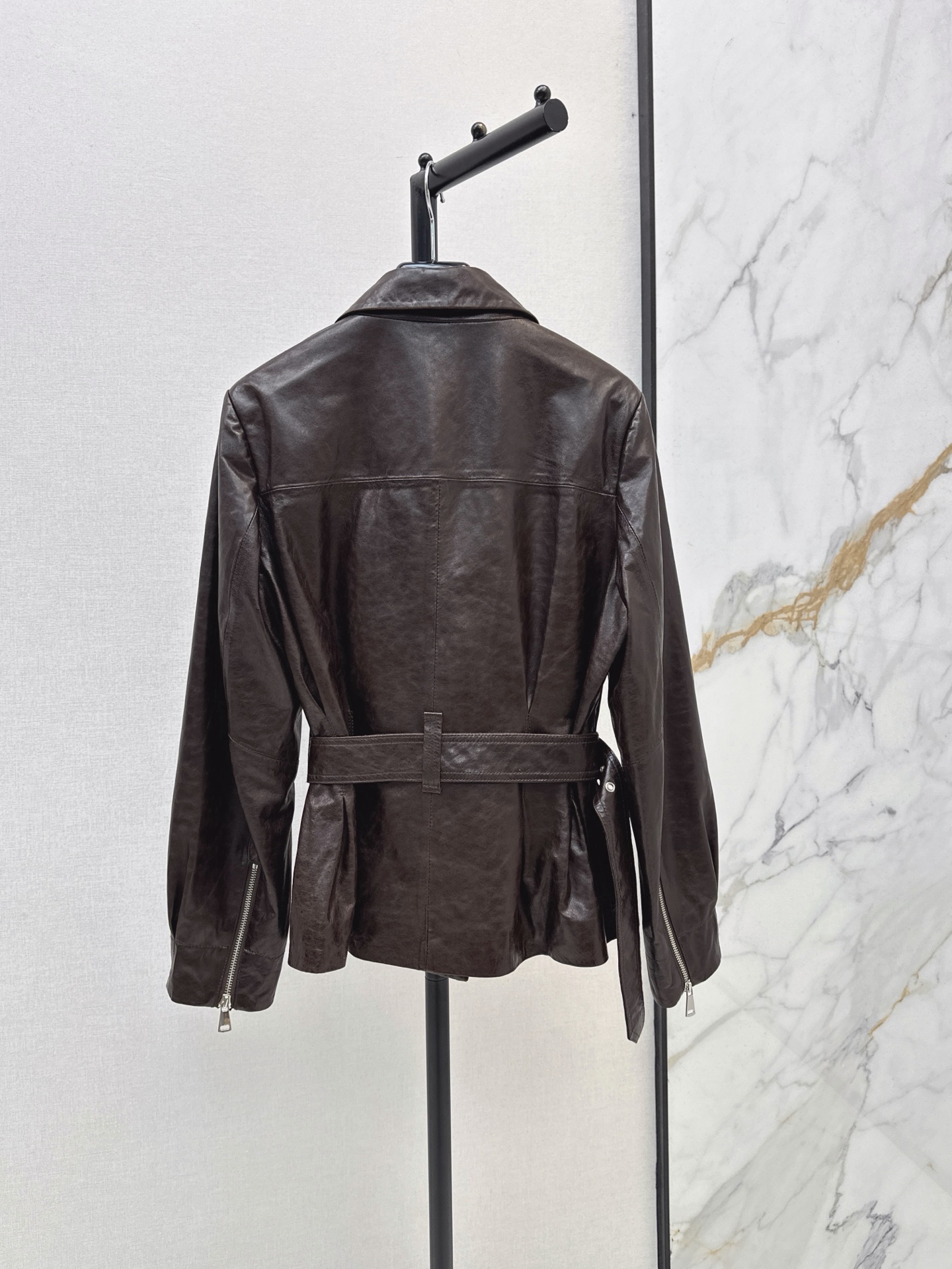 Sain 26fw belted leather jacket