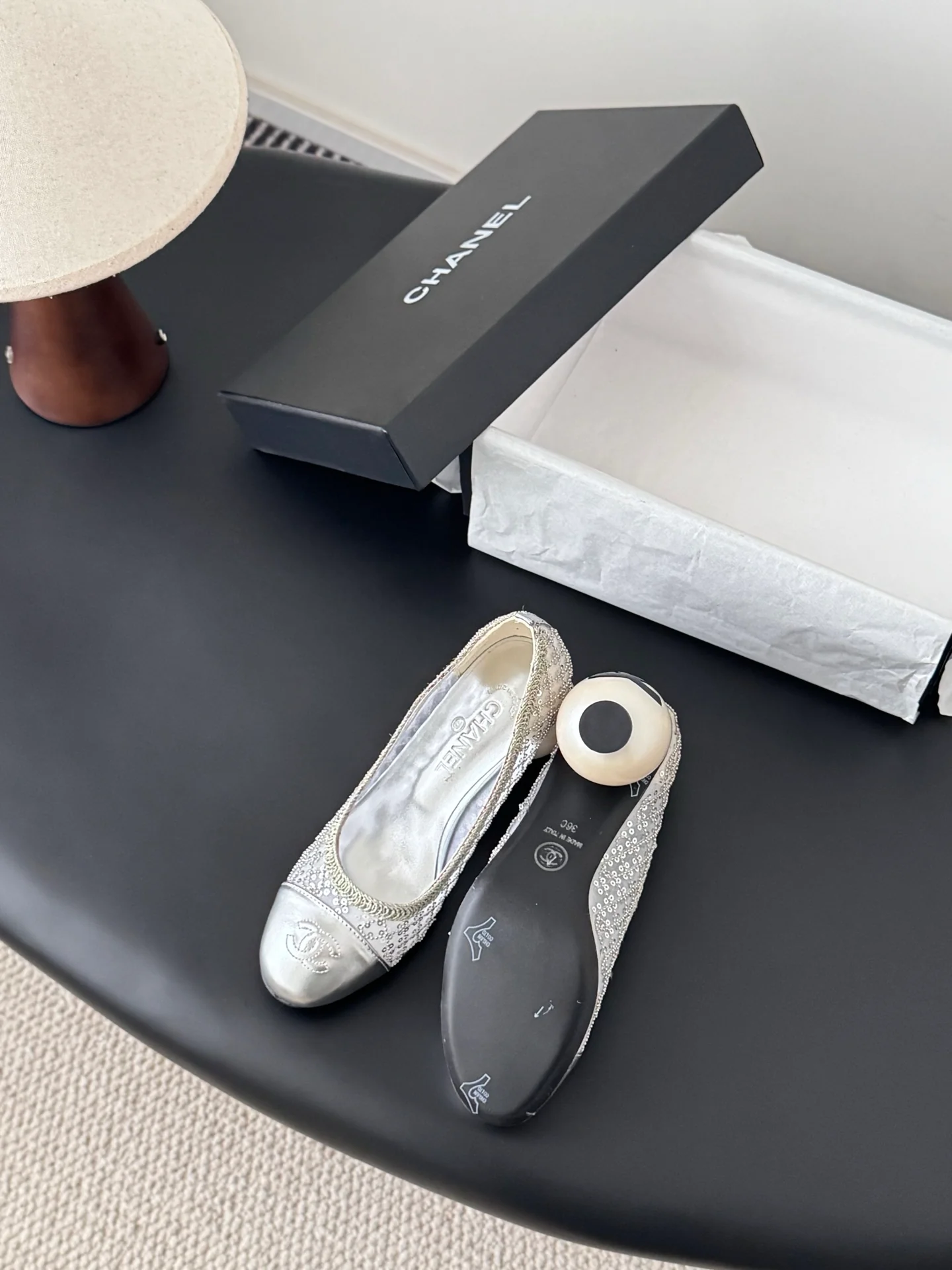 Chan 26ss pearl mary jane chunky heel