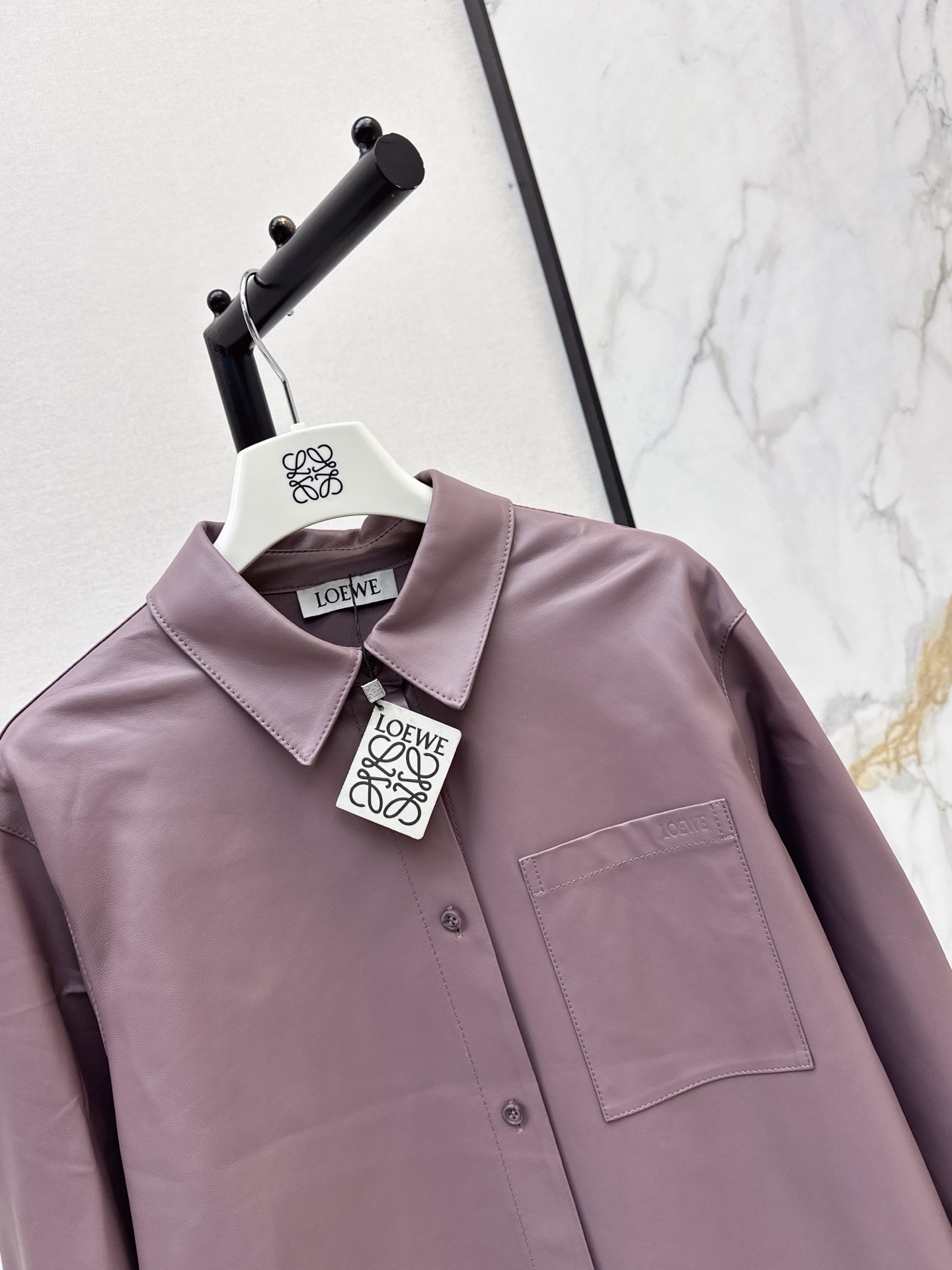 Loe 26fw leather shirt jacket