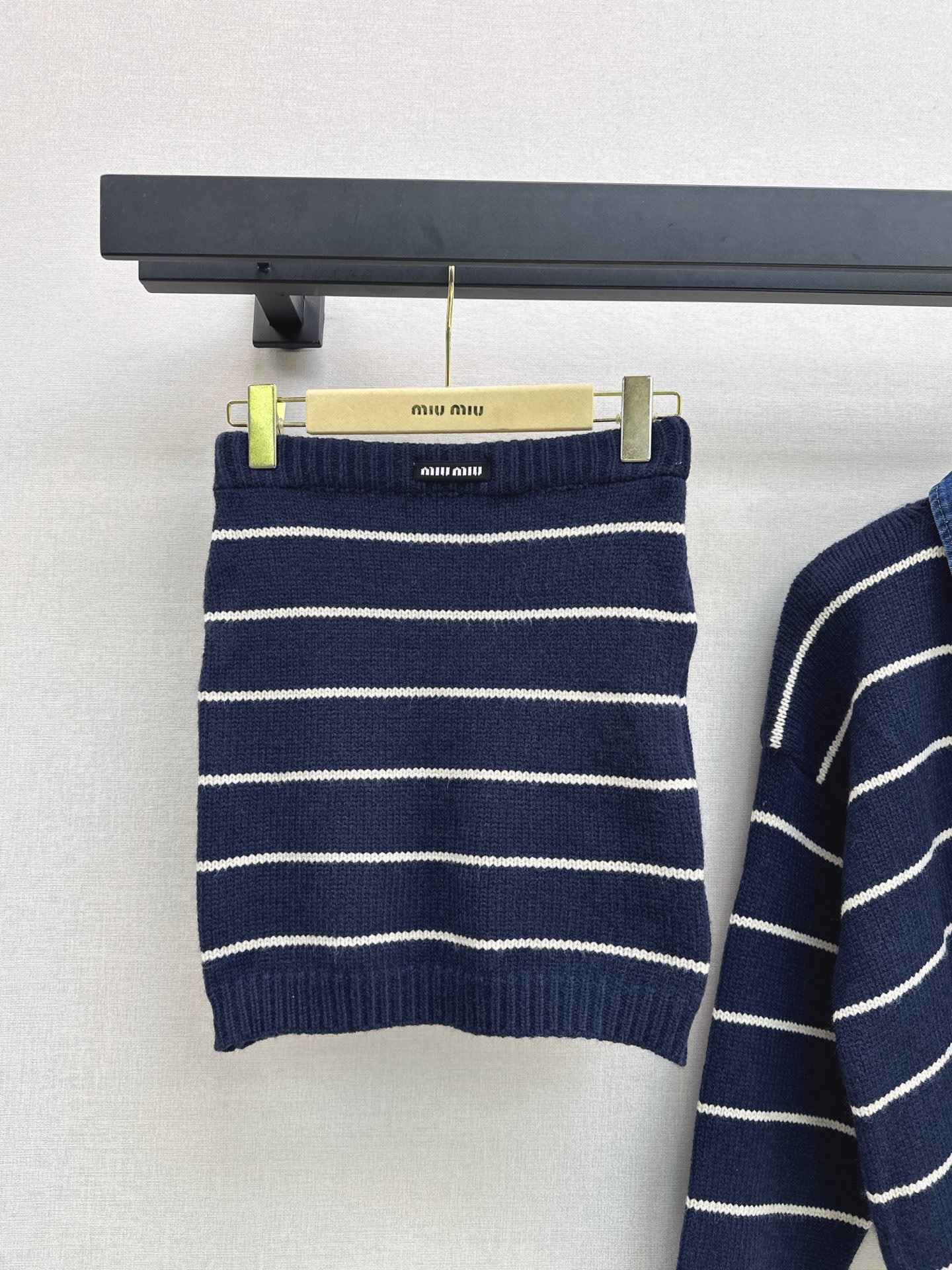 Miu 26fw stripe knitwear skirt sets