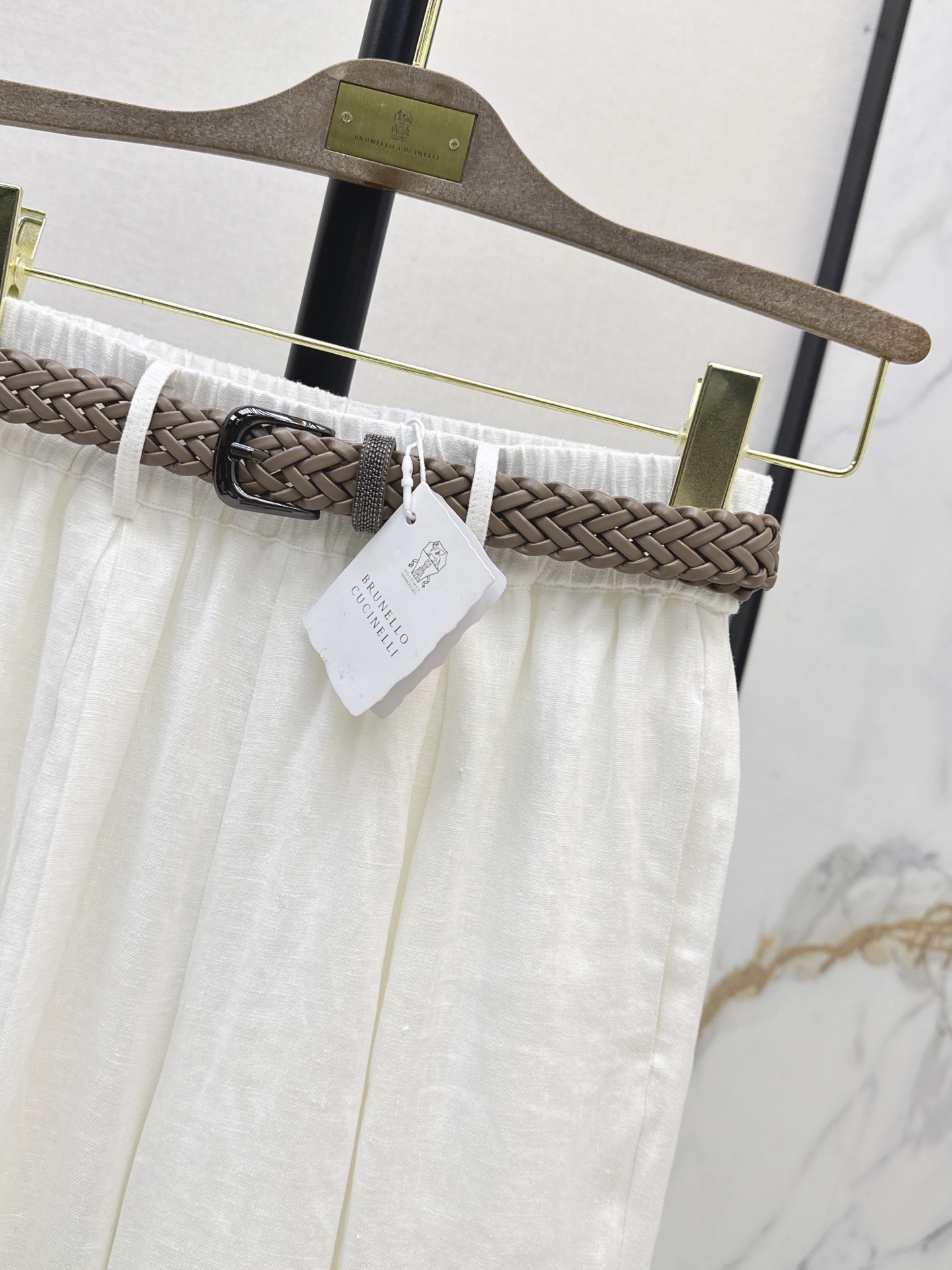 Brun 26ss belted straight-leg pants