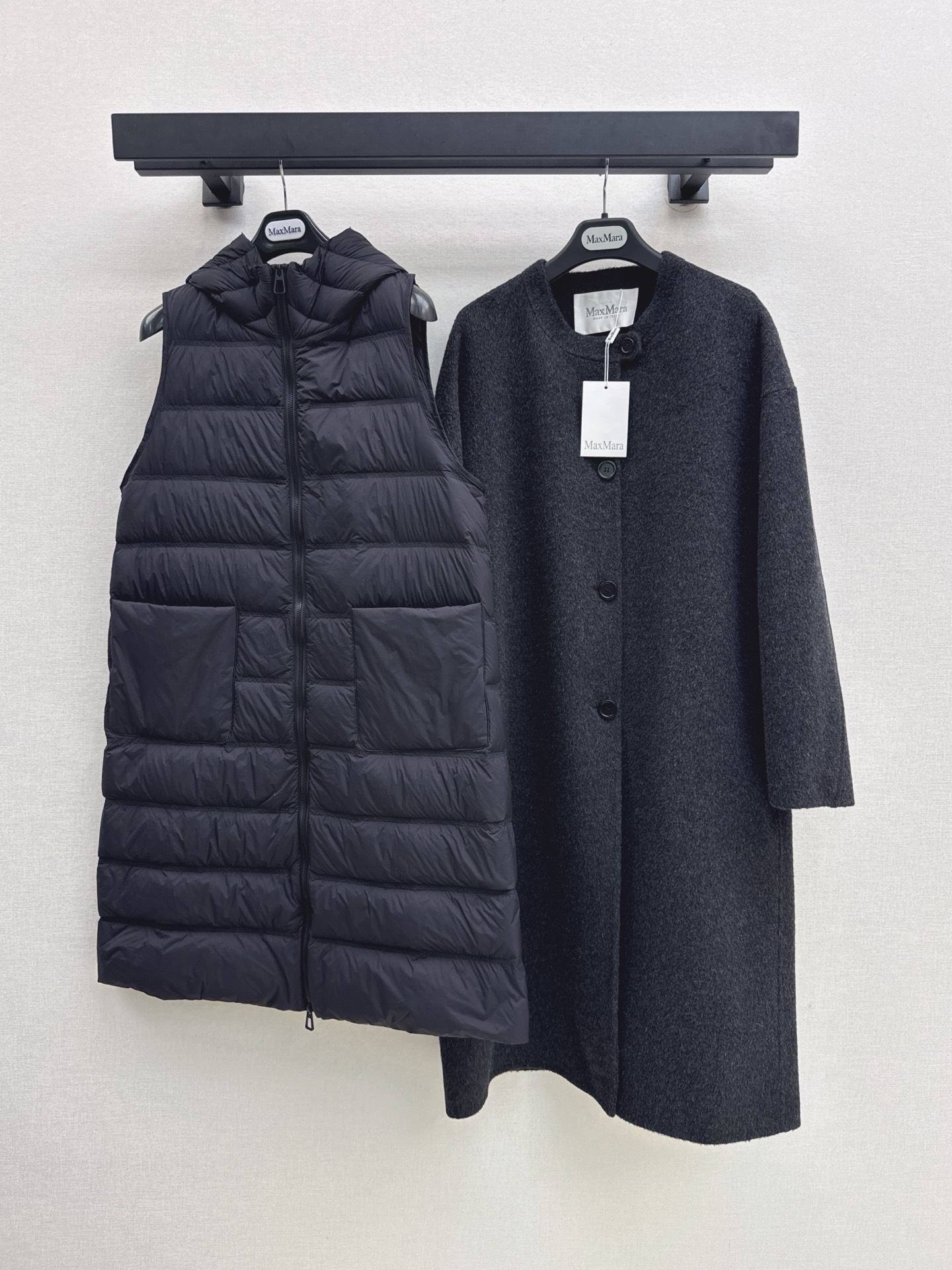 Max 26fw hooded down vest woolen overcoats sets
