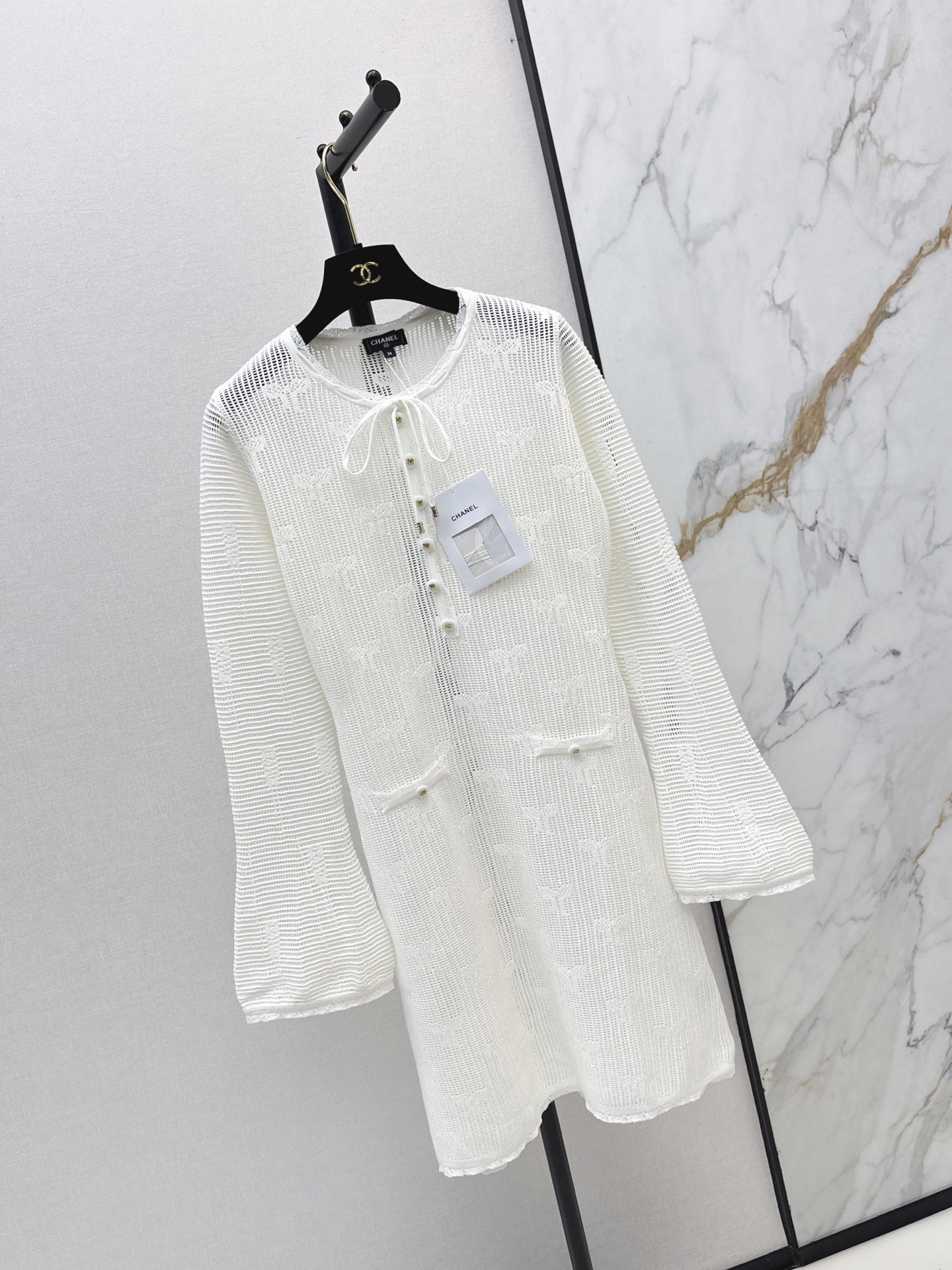 Chan 26fw hollow jacquard knit dress