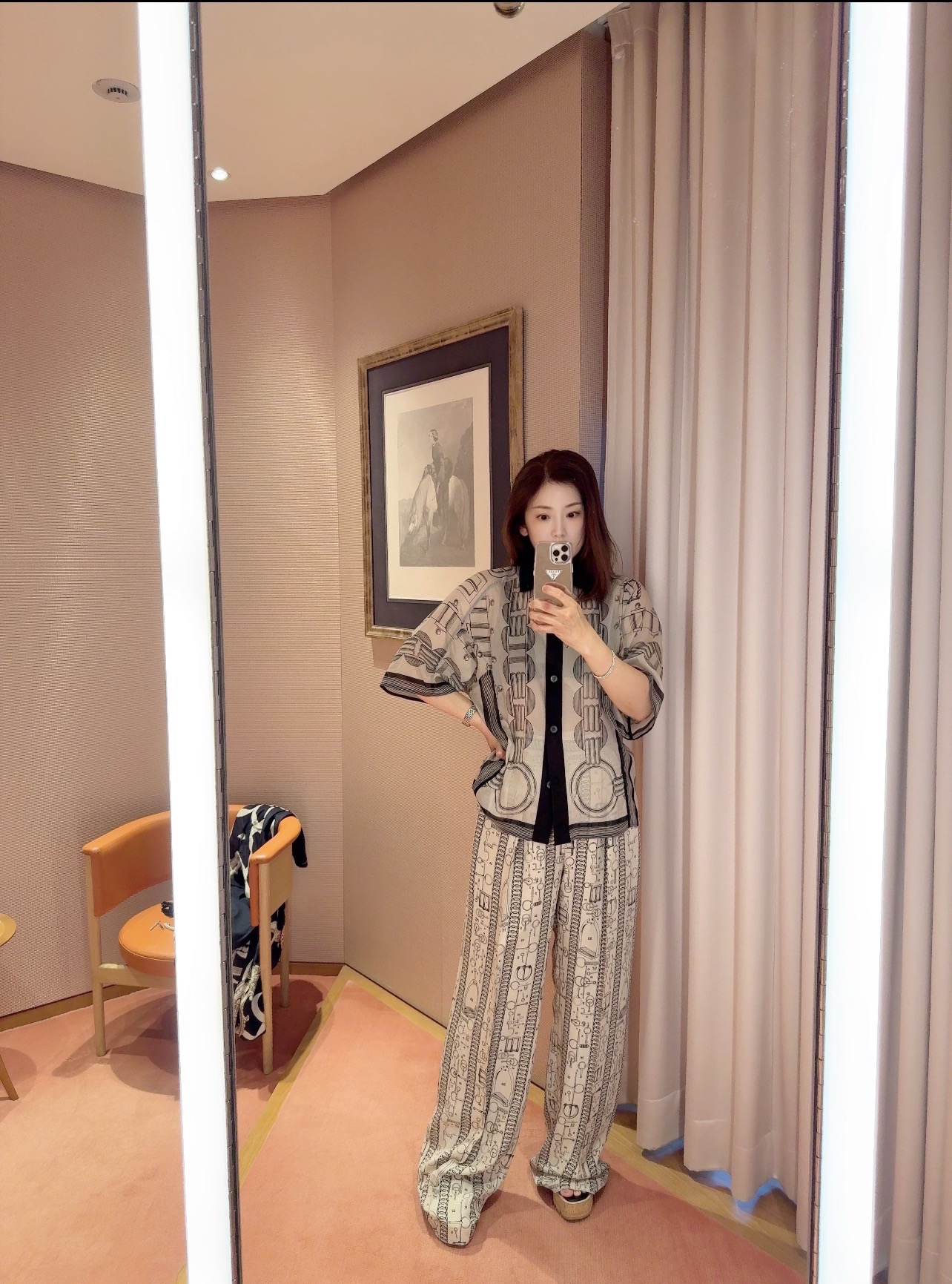 Her 26fw print silk wide-leg pants