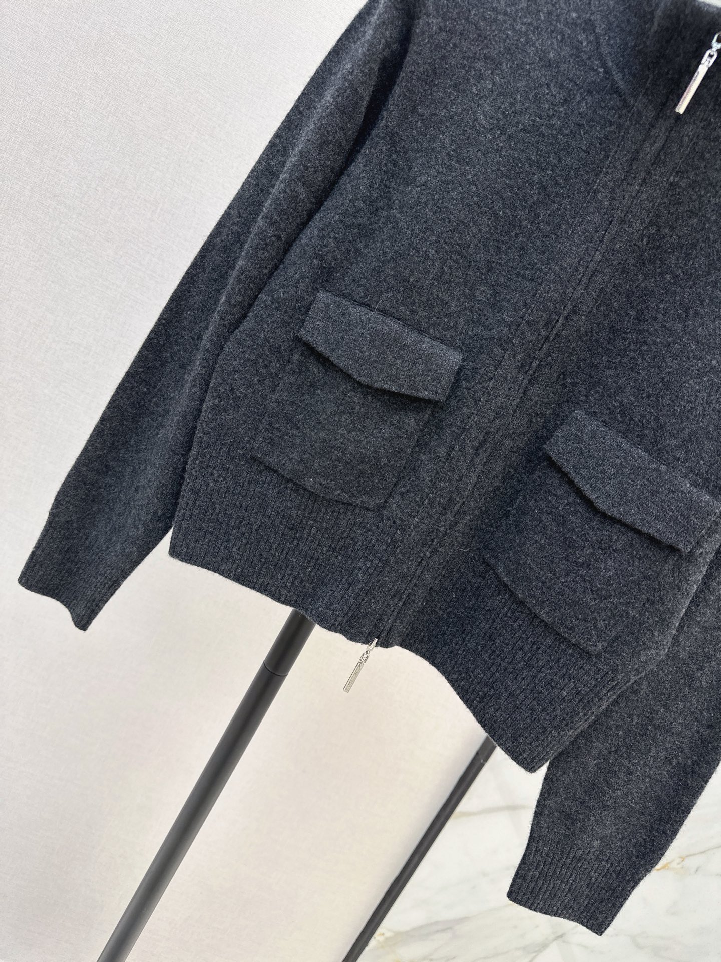 Brun 26fw stand collar knit cardigan