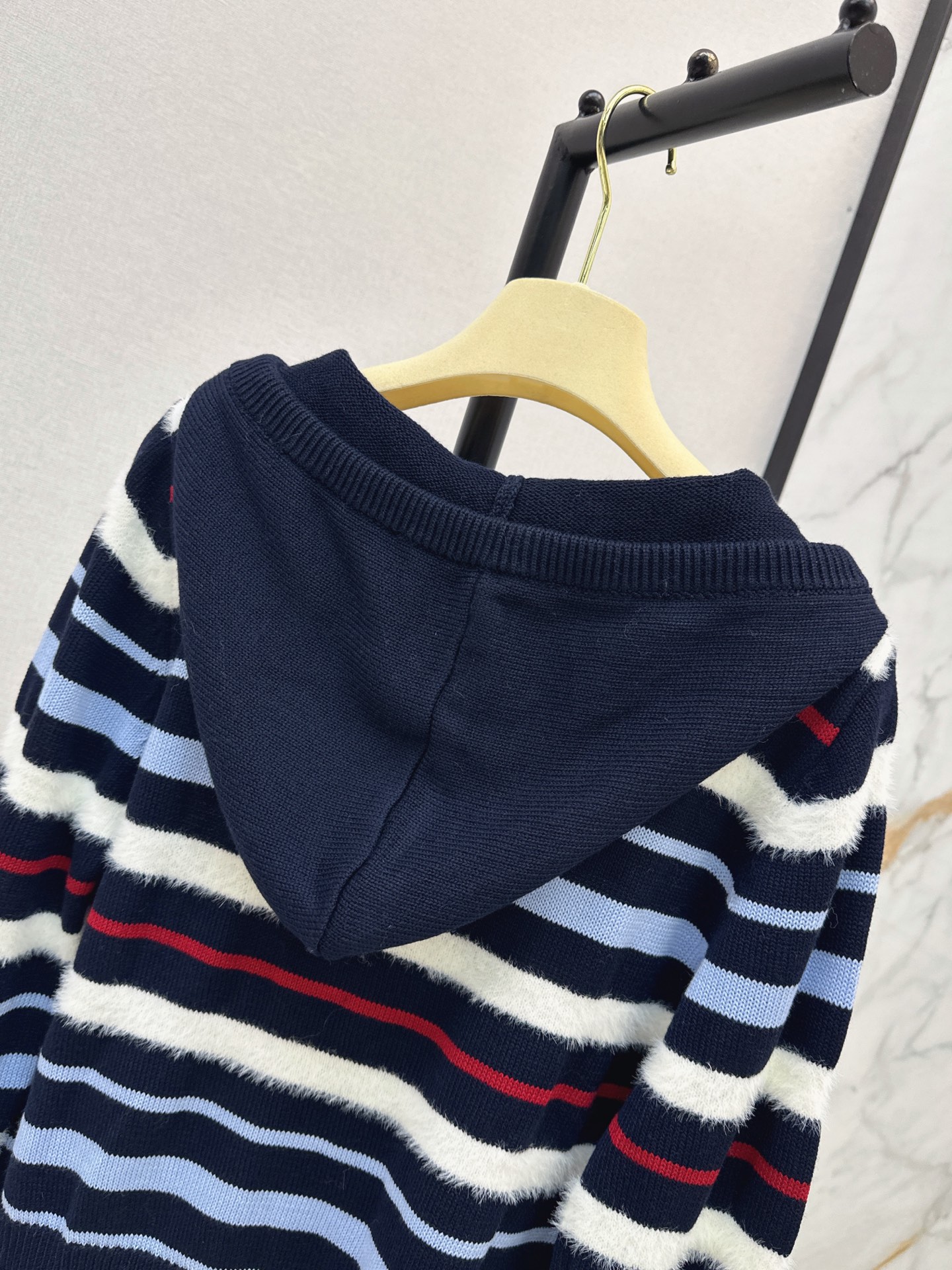 Miu 26fw stripe hooded knitwear