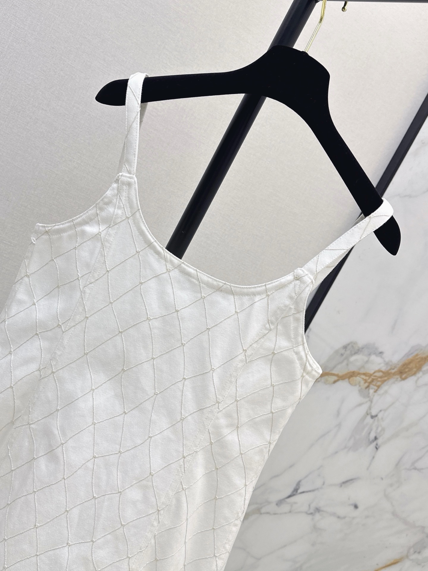 Chan 26ss denim embroidery slip dress
