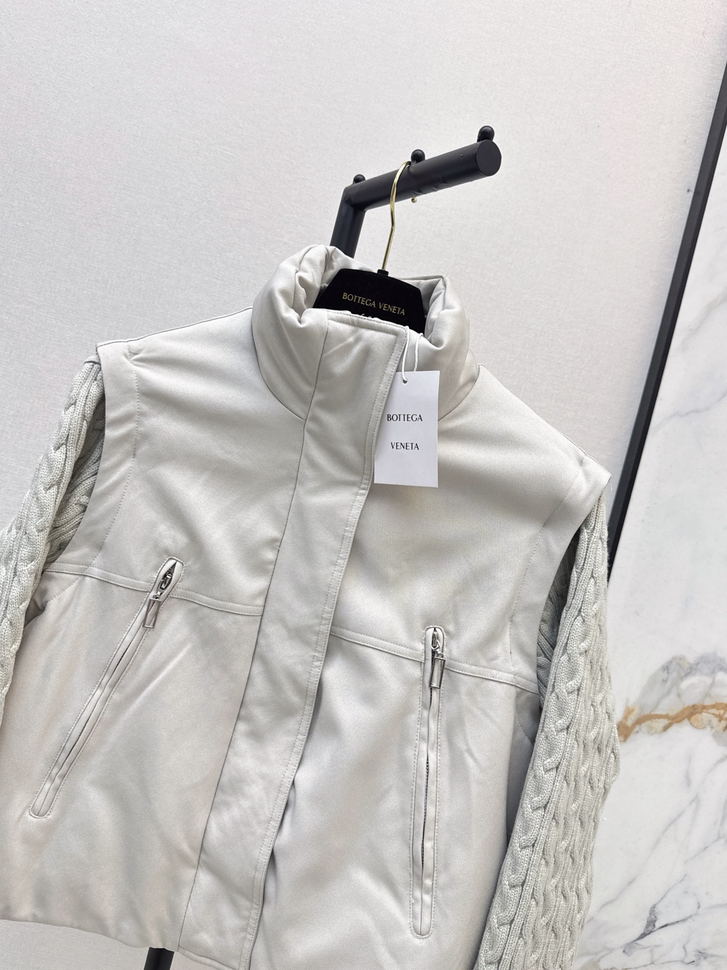 Bott 26fw detachable sleeve knit contract down jacket