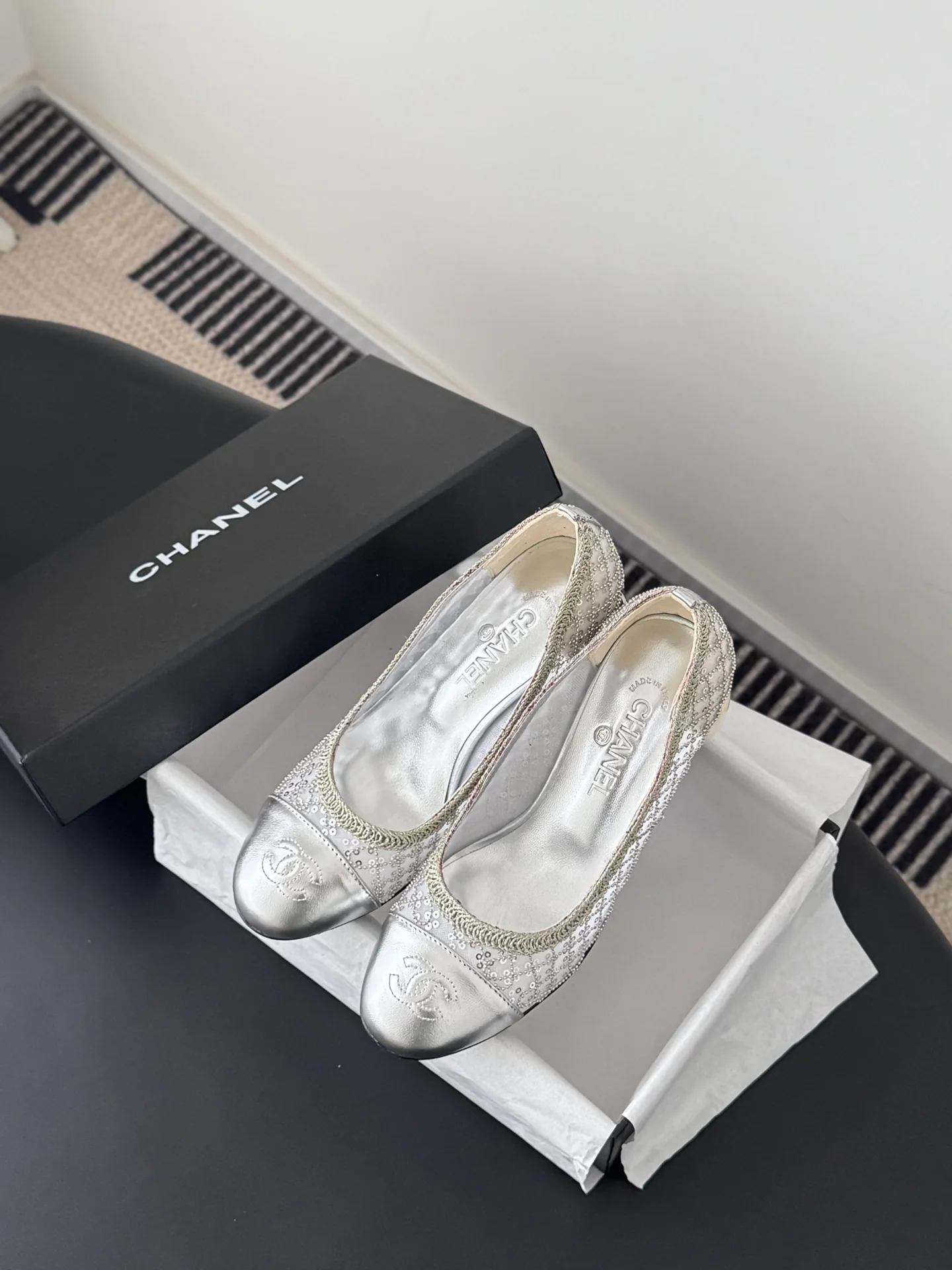 Chan 26ss pearl mary jane chunky heel