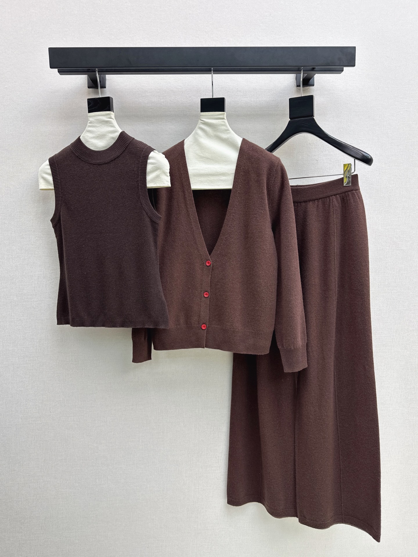 Brun 26fw knit vest cardigan pants sets