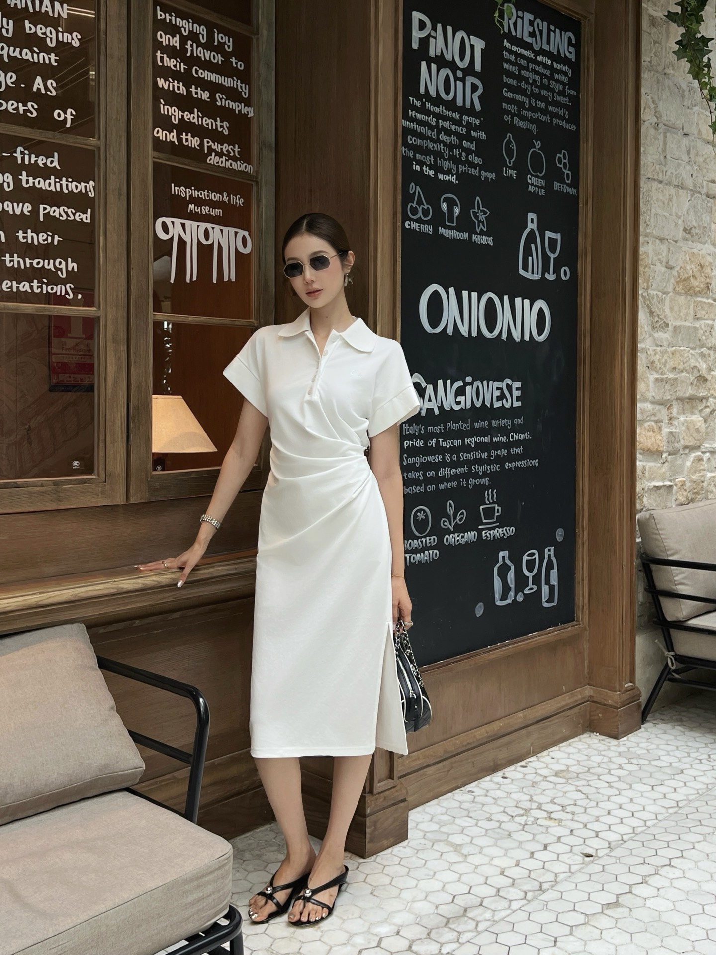 Celi 26ss polo side ruched dress