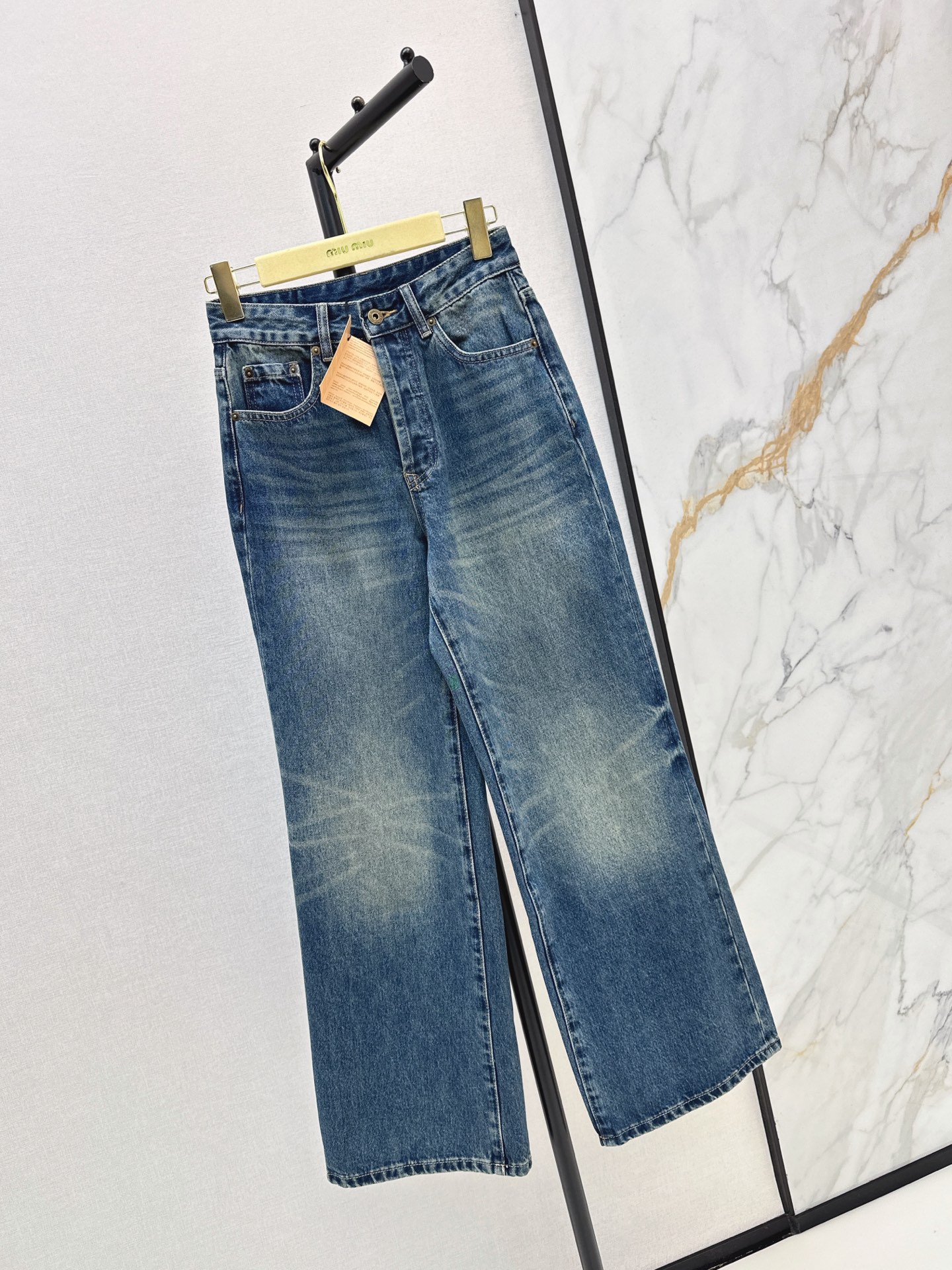 Miu 26fw wash wide-leg jeans