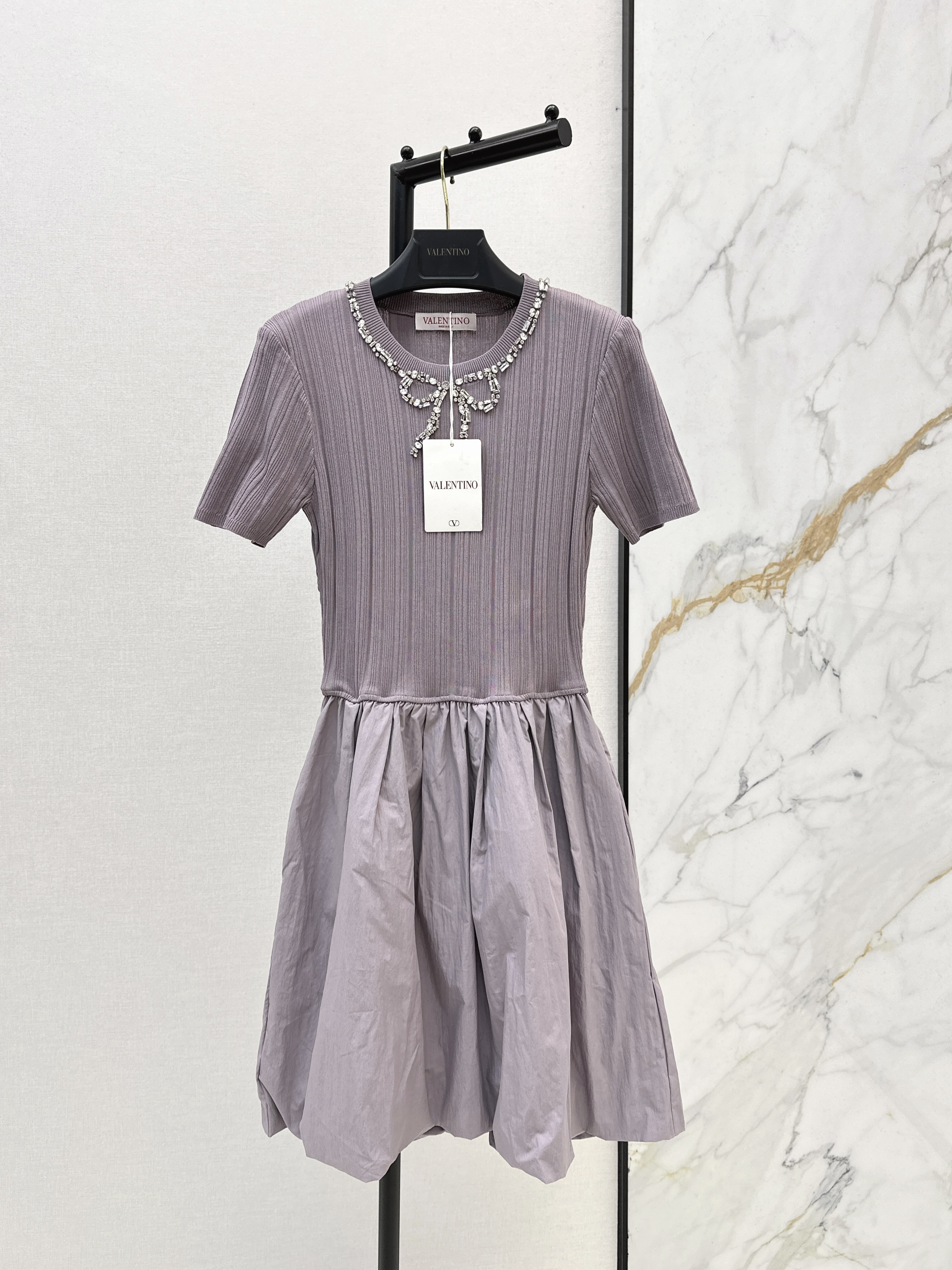 Valen 26ss beading knit contract dress