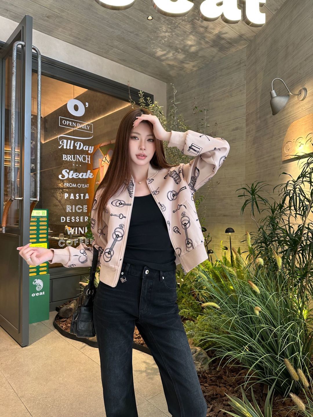 Her 26fw print zipper jacket