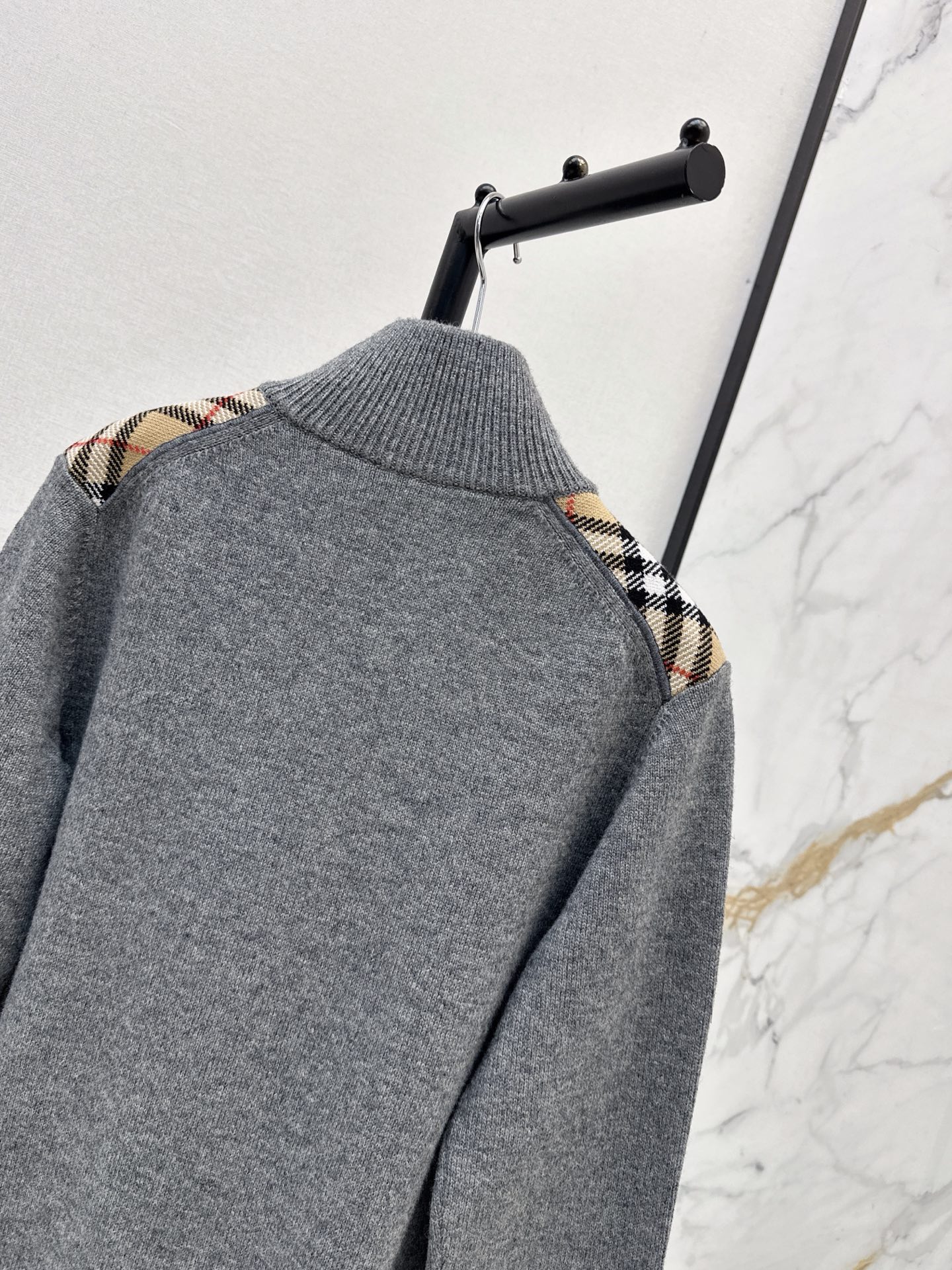Burb 26fw check contract zipper jacket