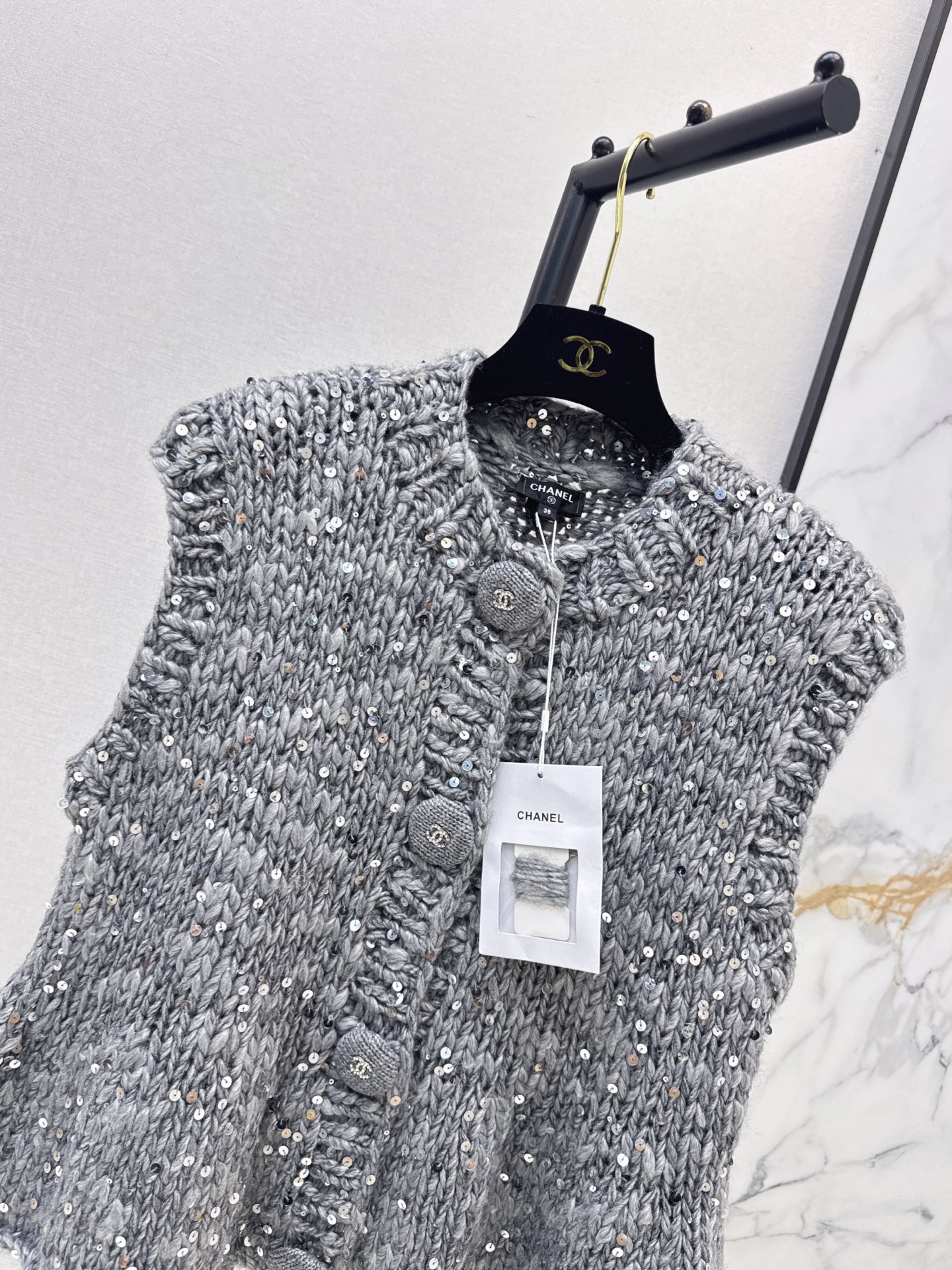 Chan 26fw sequin knit vest