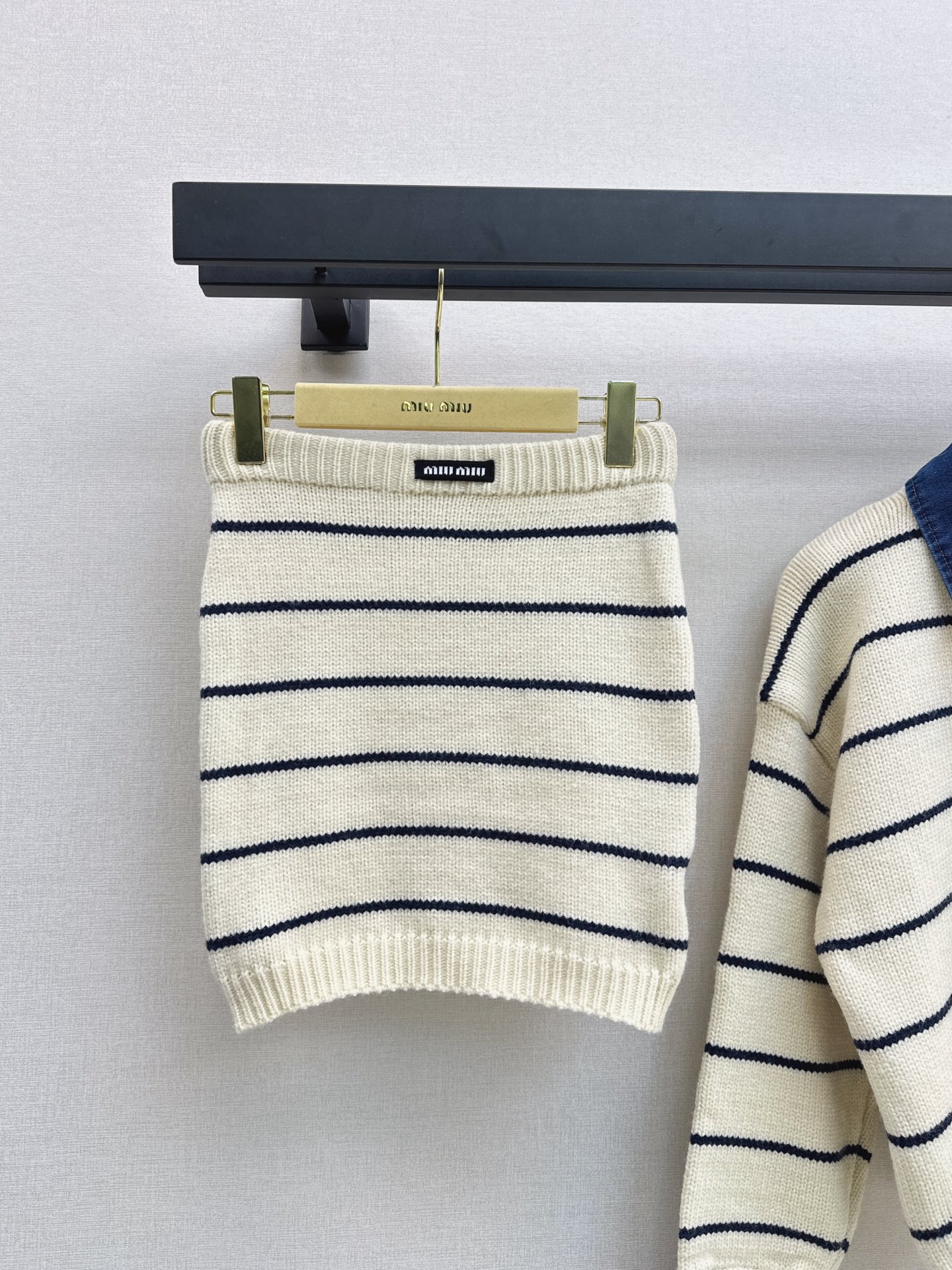 Miu 26fw stripe knitwear skirt sets