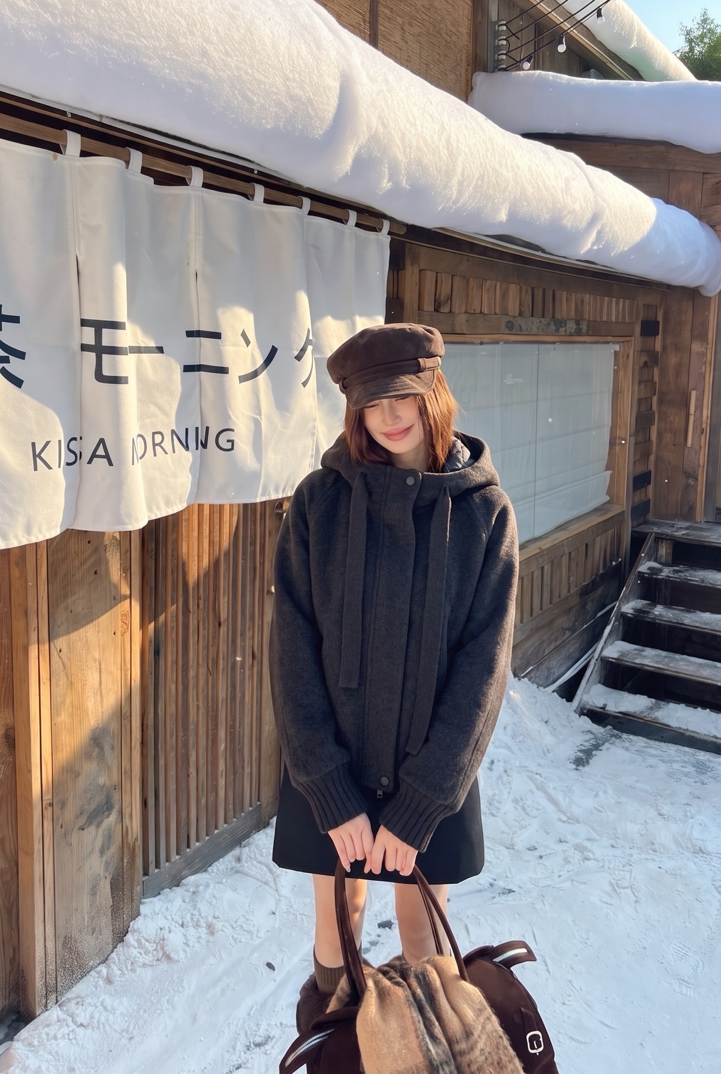 Max 26fw wool contract hooded down jacket