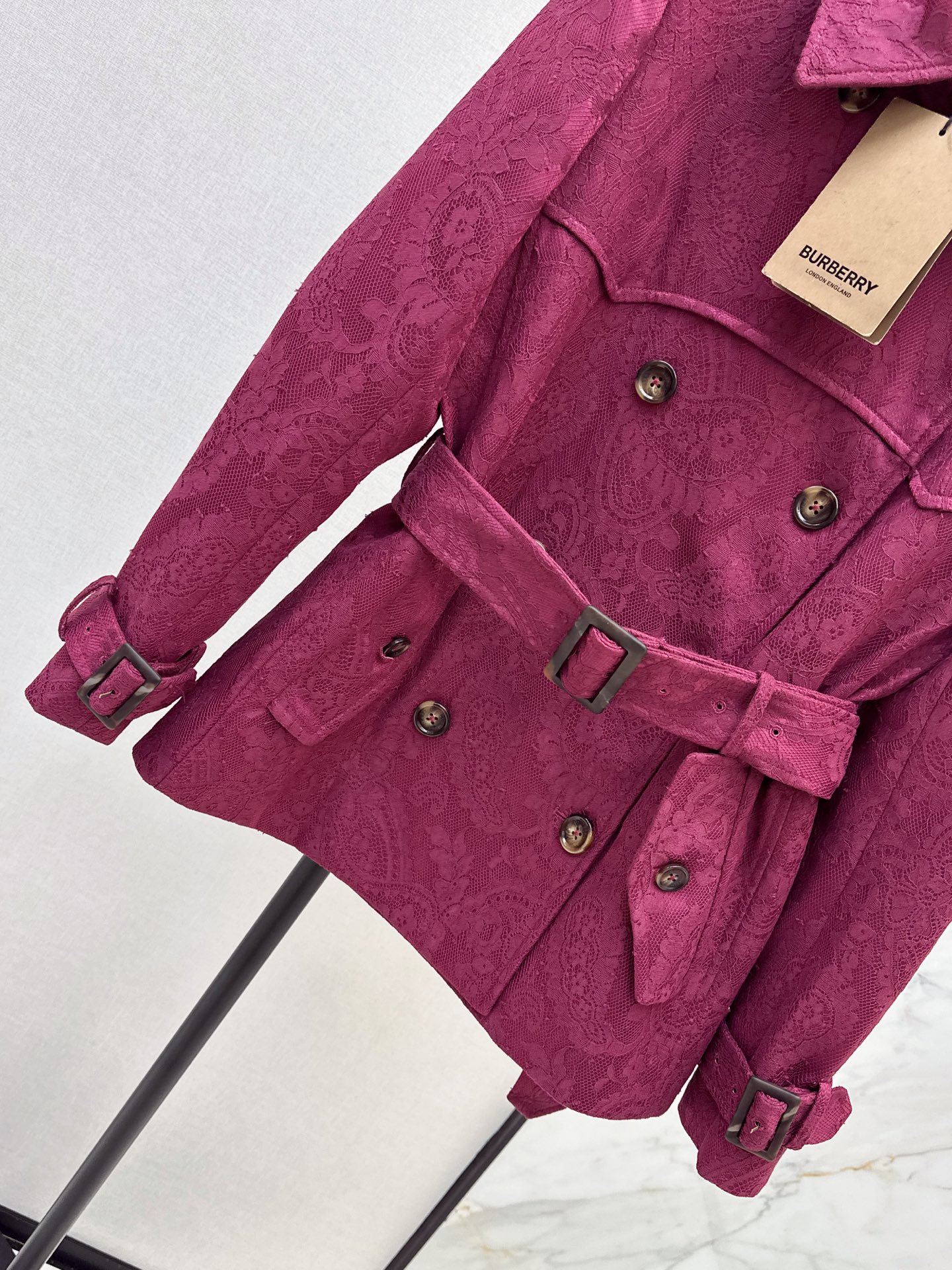 Bur 26fw lace cropped trench coats
