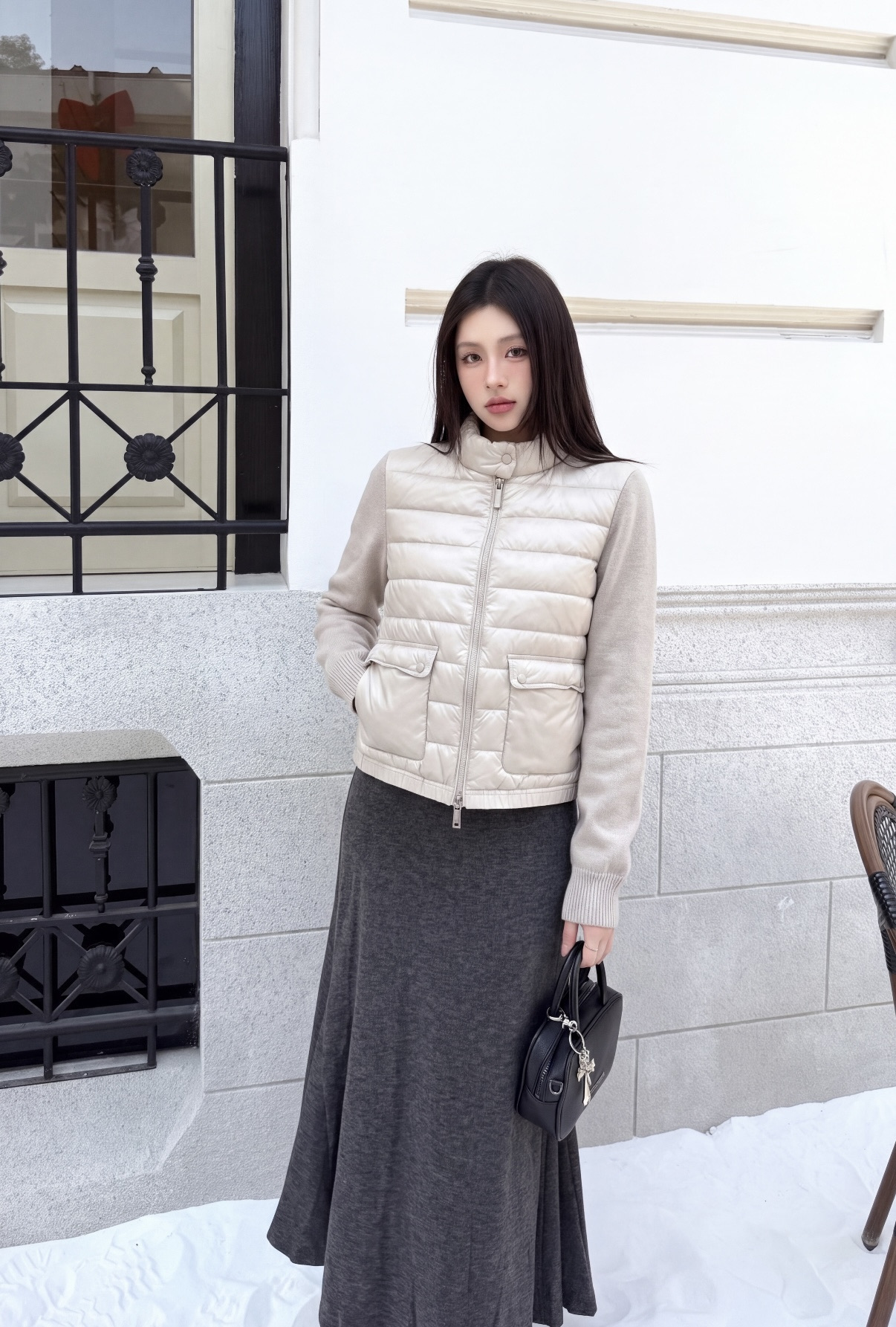 Bun 26fw knit contract down jacket