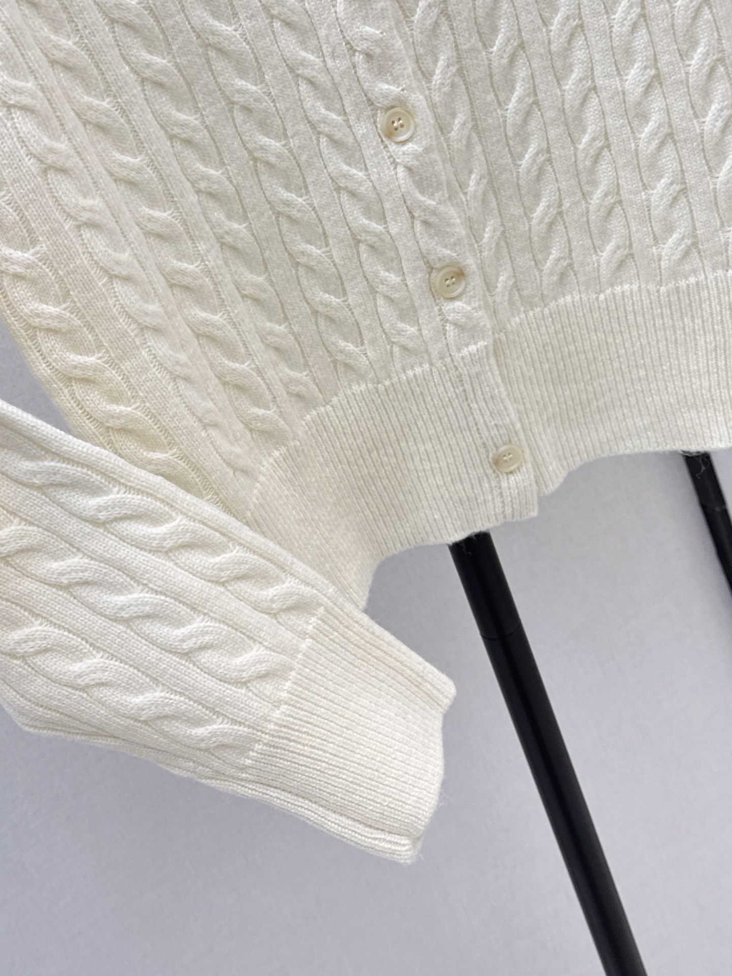 Brun 26fw cable polo knit cardigan