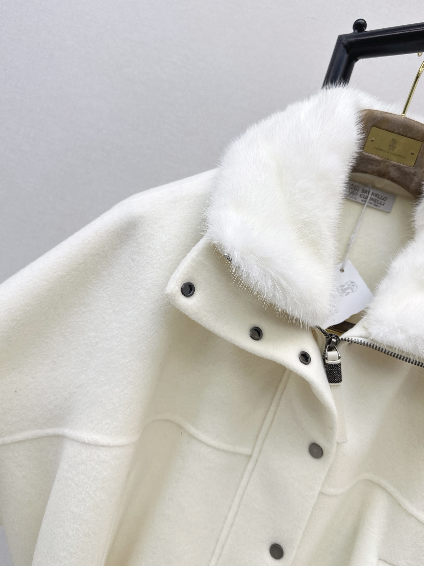 Brun 26fw fur-trim wool jacket