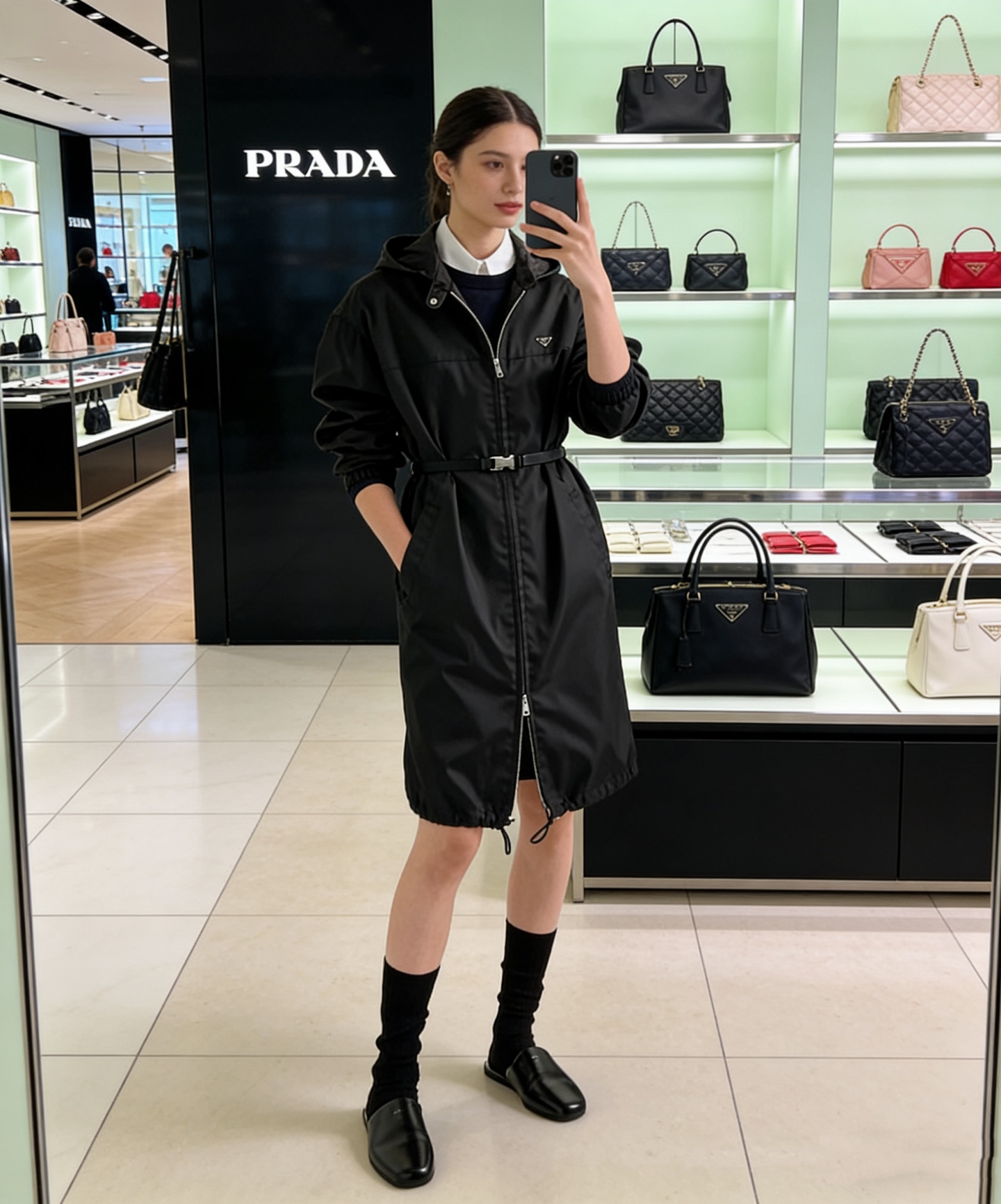 Pra 26fw long hooded zip jacket