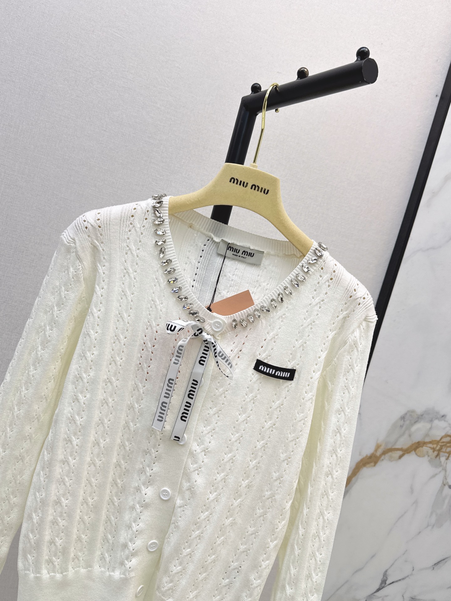 Miu 26fw cable knit cardigan