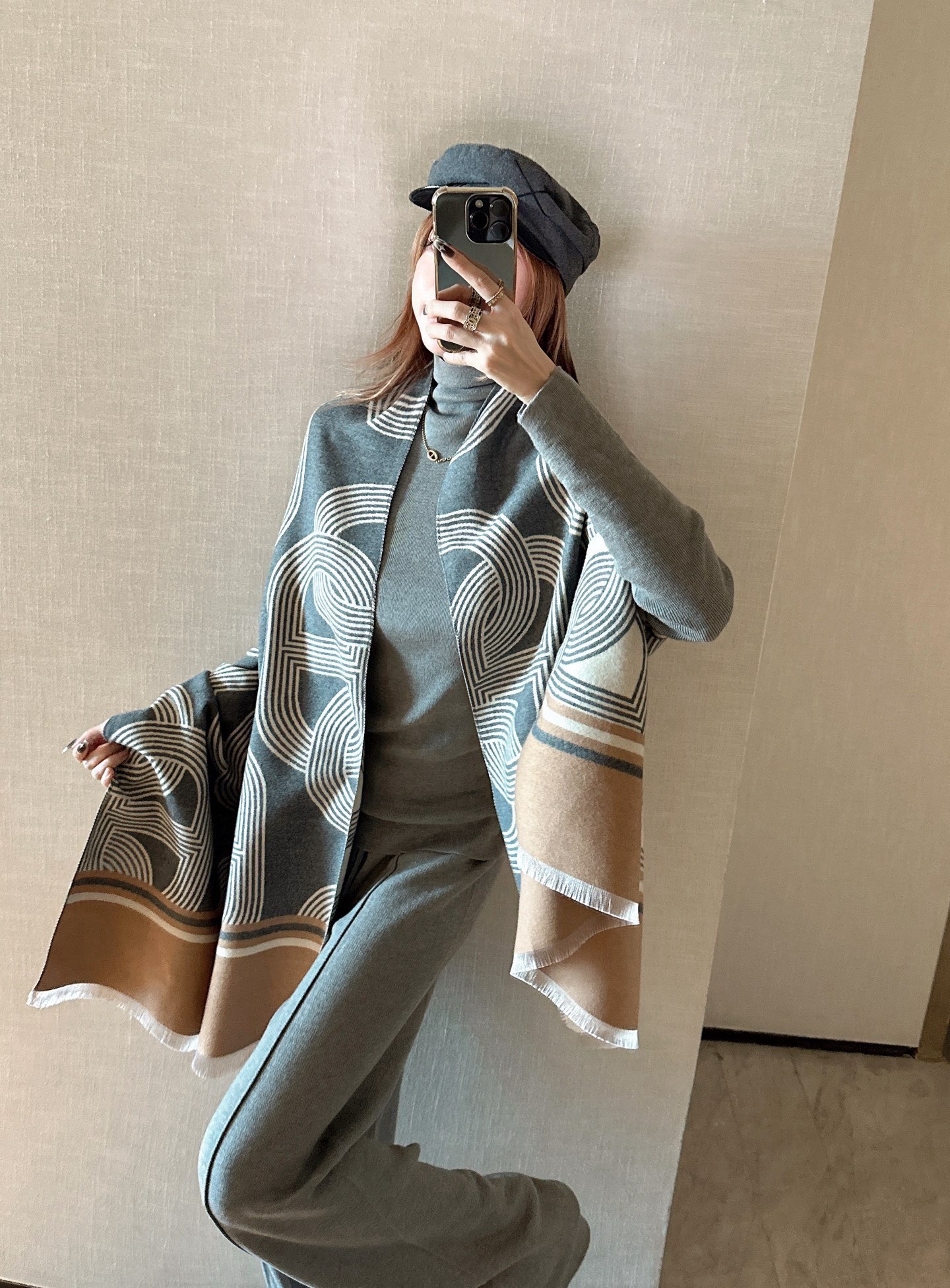 Her 26fw 3pcs knit basic tee shawls pants sets